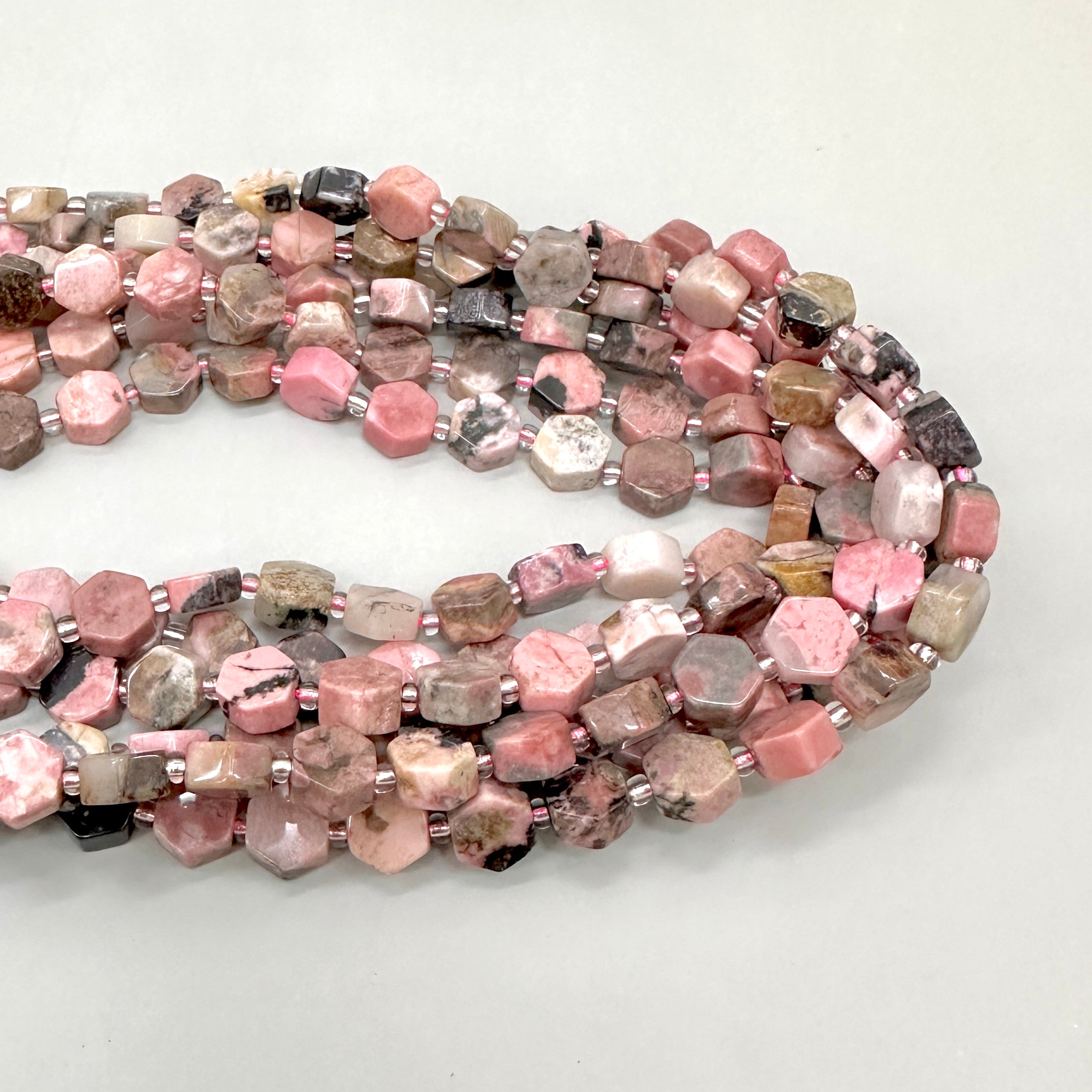 PIEDRA HEXAGONAL PLANA | RODONITA