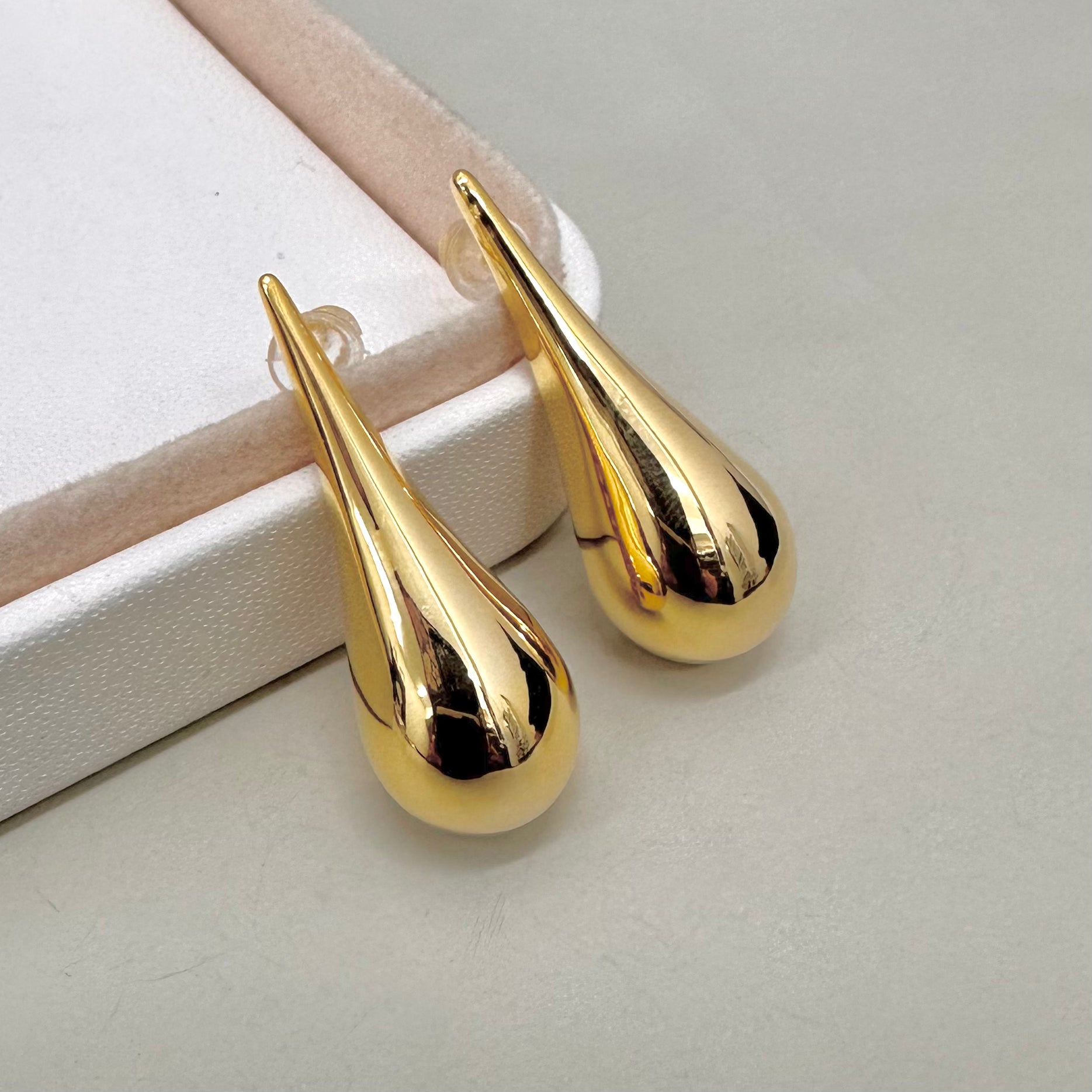 AROS BAÑO DE ORO | GOTA LARGA LISA | 45MM