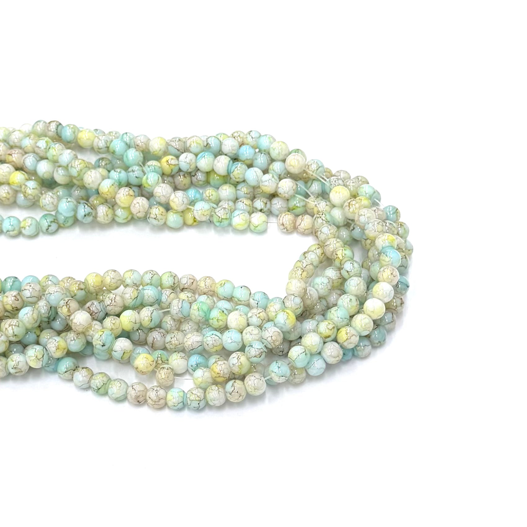 PERLA DE VIDRIO MATIZADA | BLANCO, AMARILLO Y AZUL