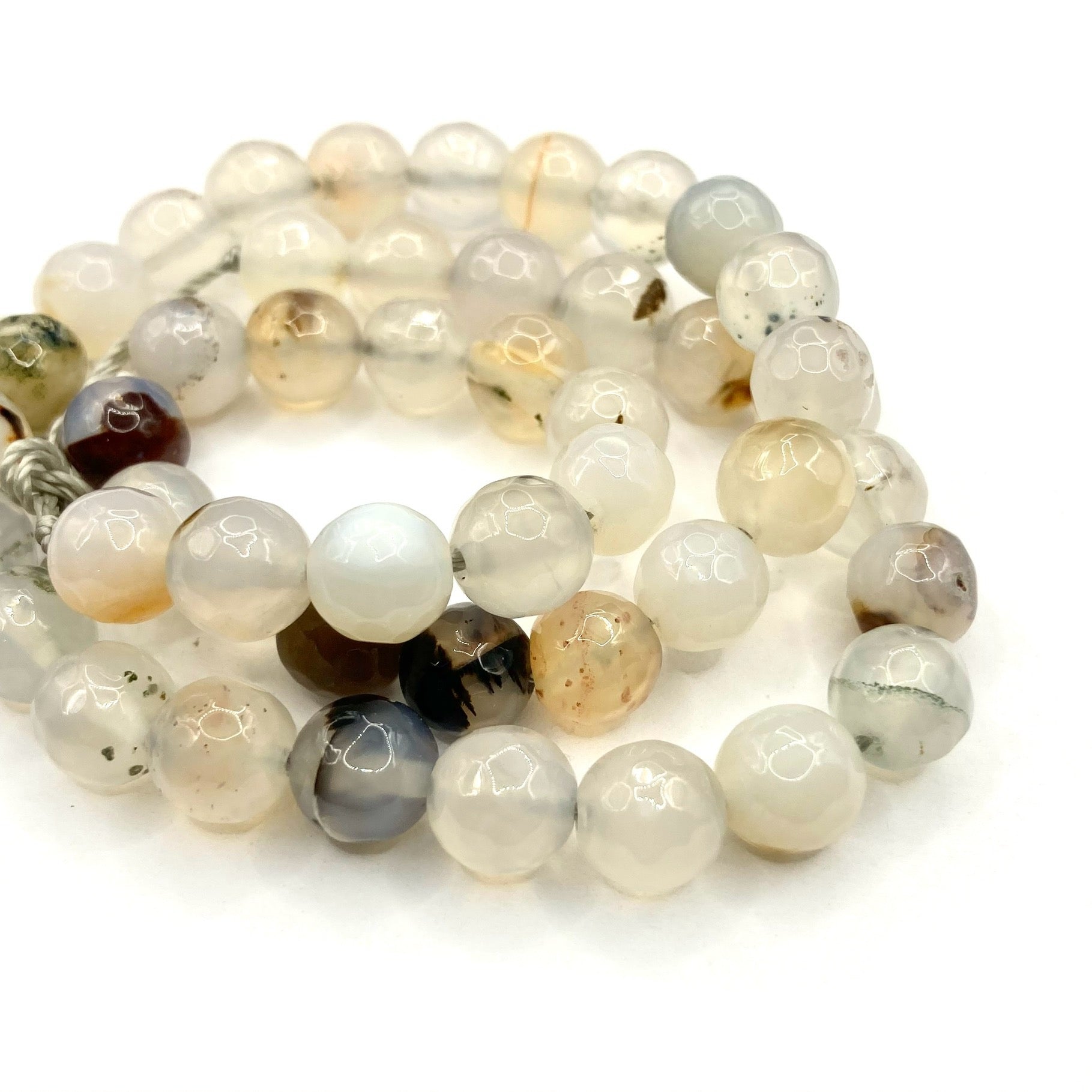 Agata Facetada | 8mm | Blanco invierno matizado