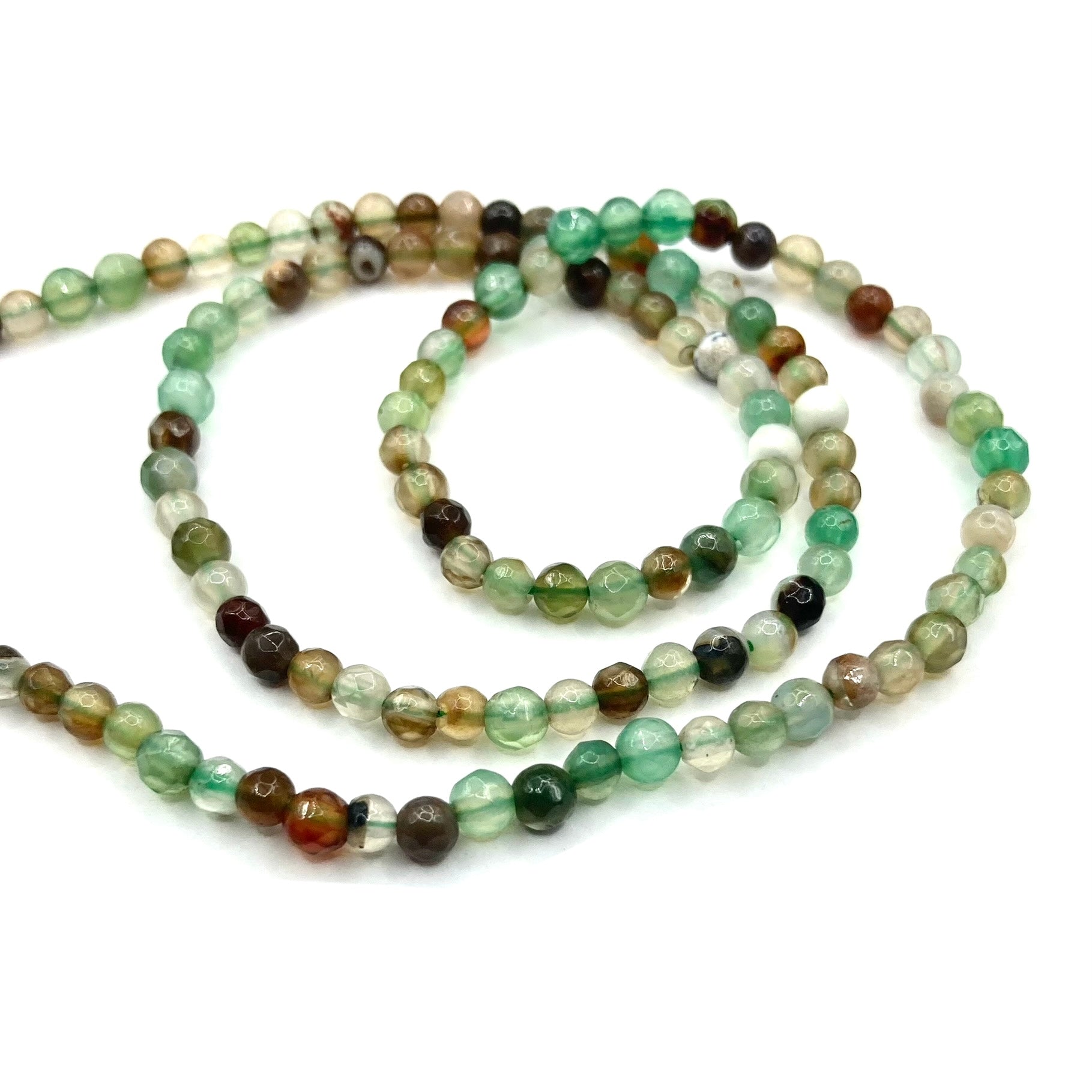 Agata Facetada | 3mm | Mix verde y café