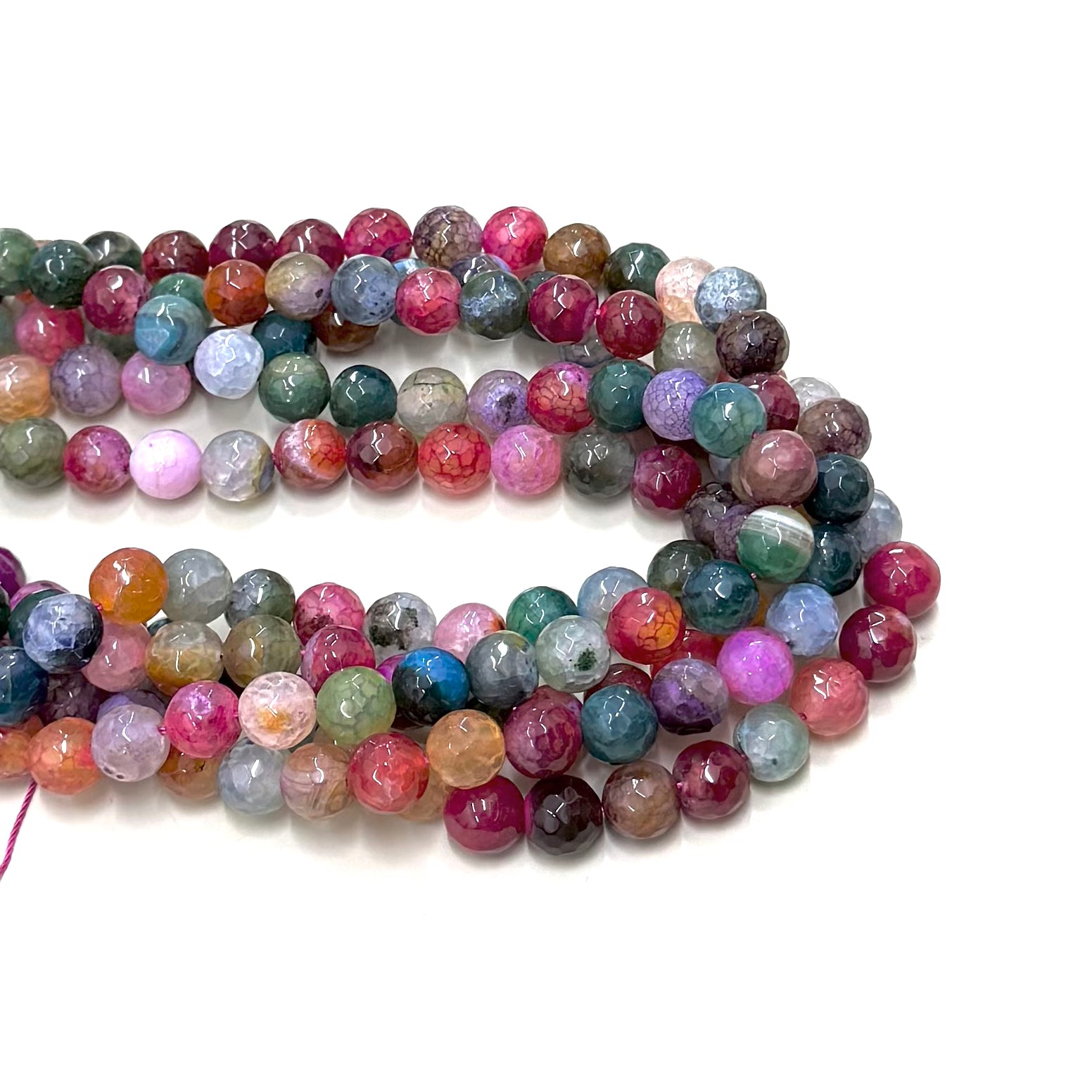 Agata Facetada | 10mm | Verdes y fucsia