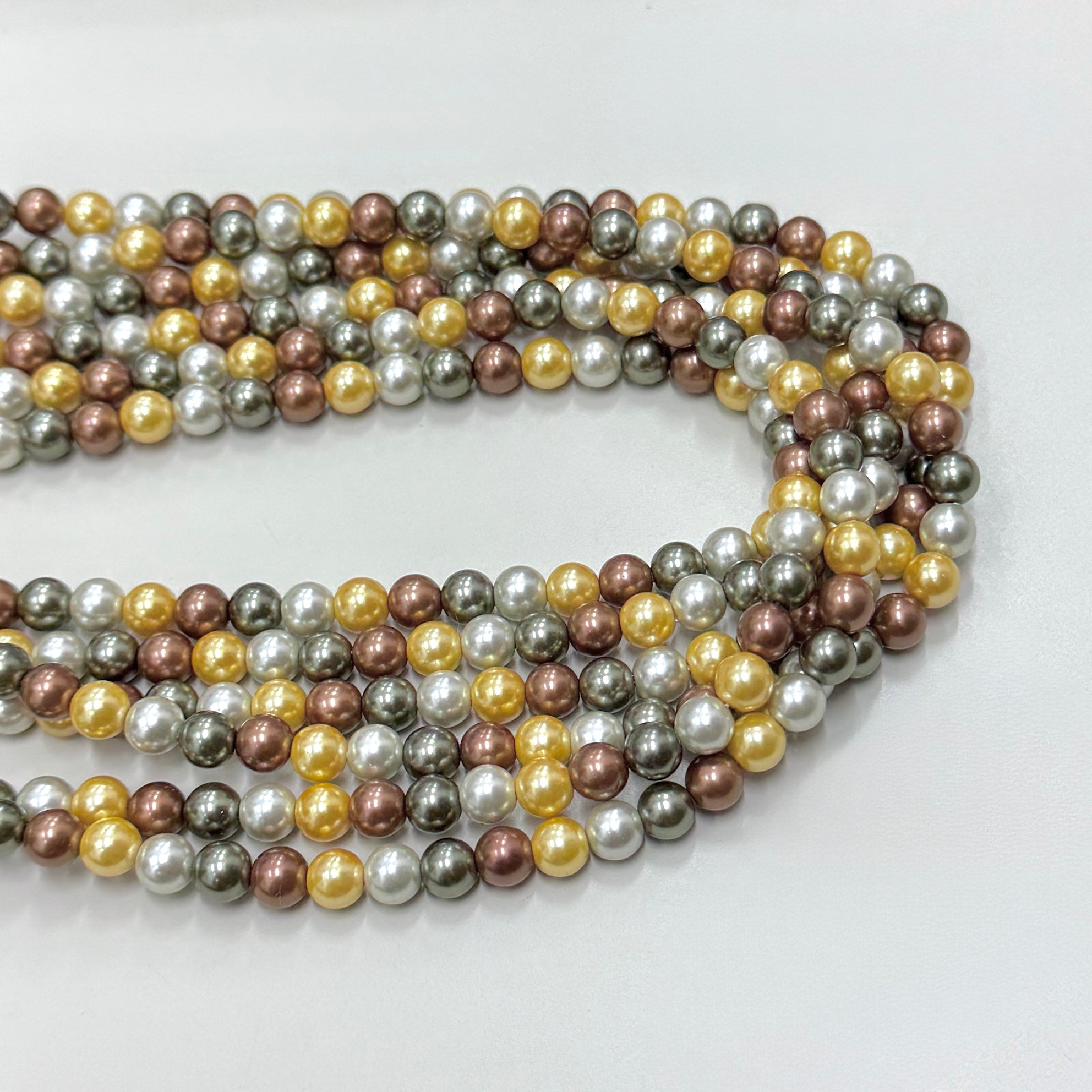 PERLA SHELL | 6MM | VERDE AMARILLO PLATEADO CAFE