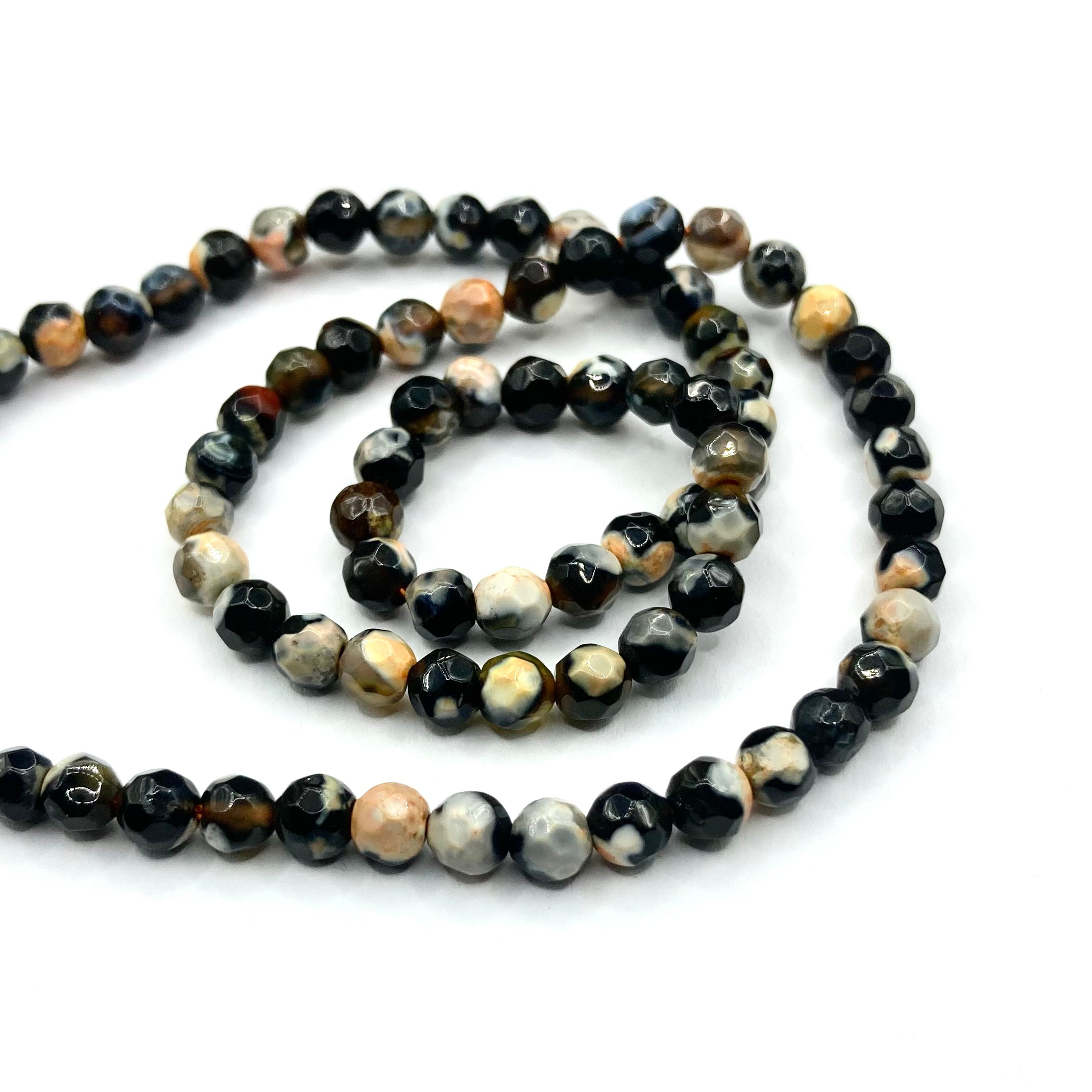 AGATA FACETADA | 4MM | NEGRO NARANJA JASPEADO