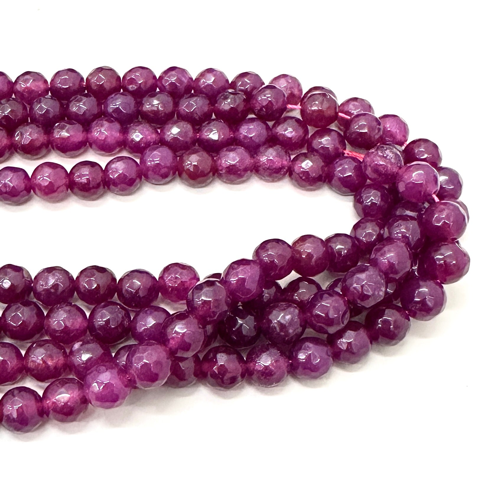 AGATA FACETADA | 8MM | MAGENTA OSCURO TRASLUCIDO