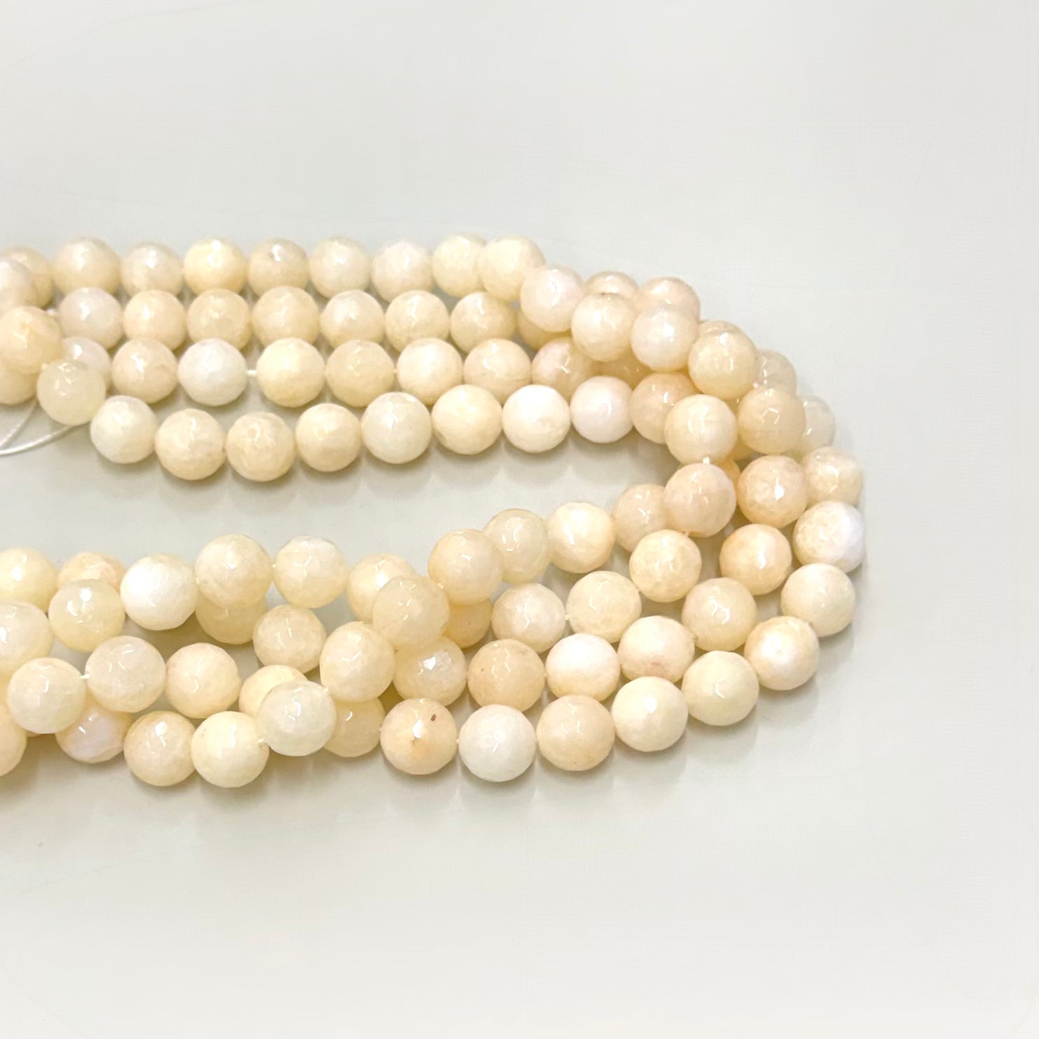 Agata Facetada | 12mm | CREMA MATIZADA