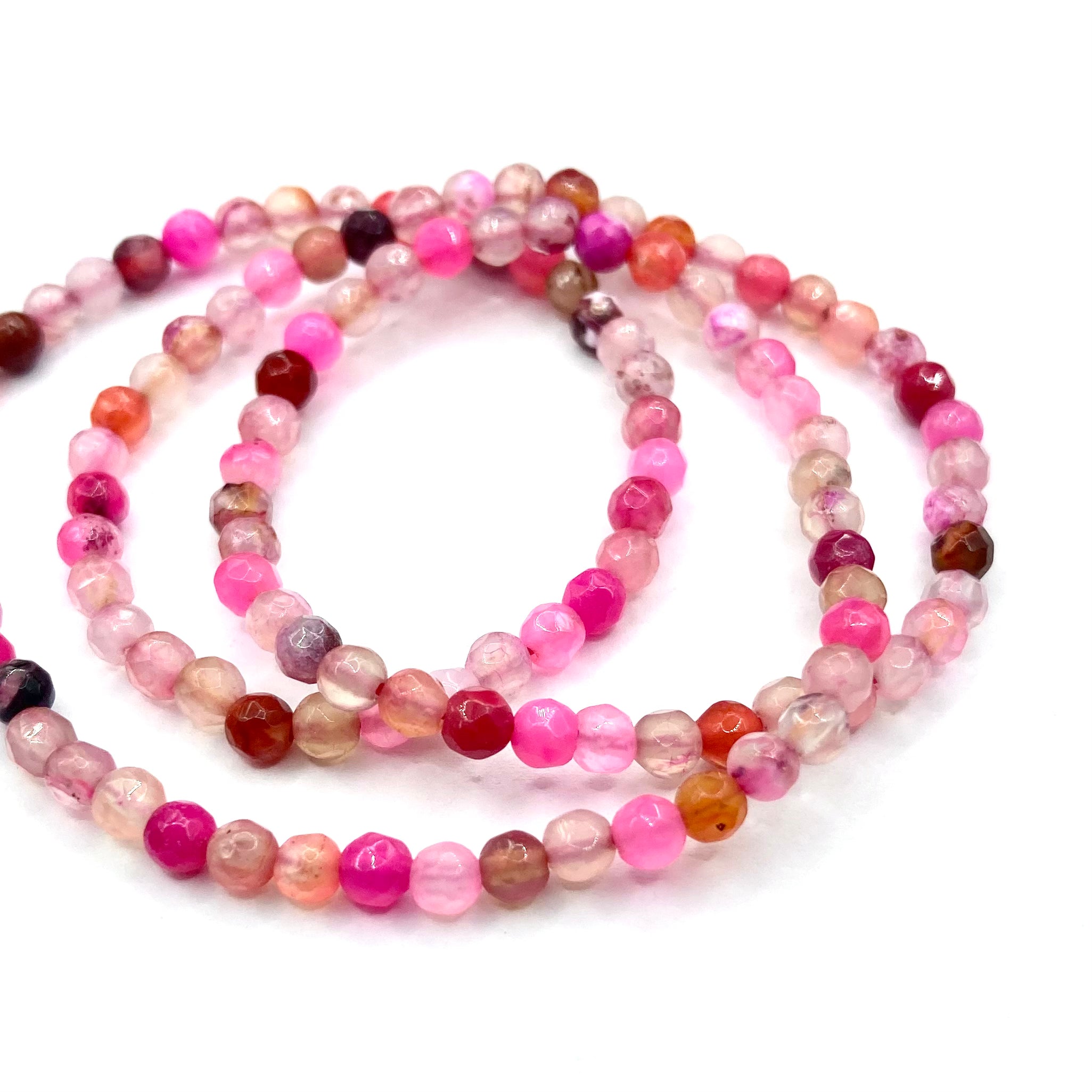 AGATA FACETADA | 3MM | MIX ROSA Y FUCSIA