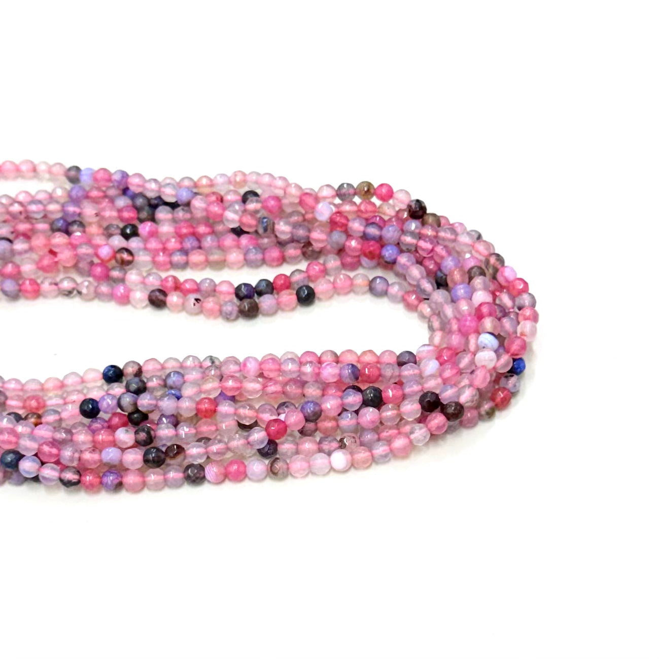 Agata Facetada | 4mm | Mix rosa azul y negro