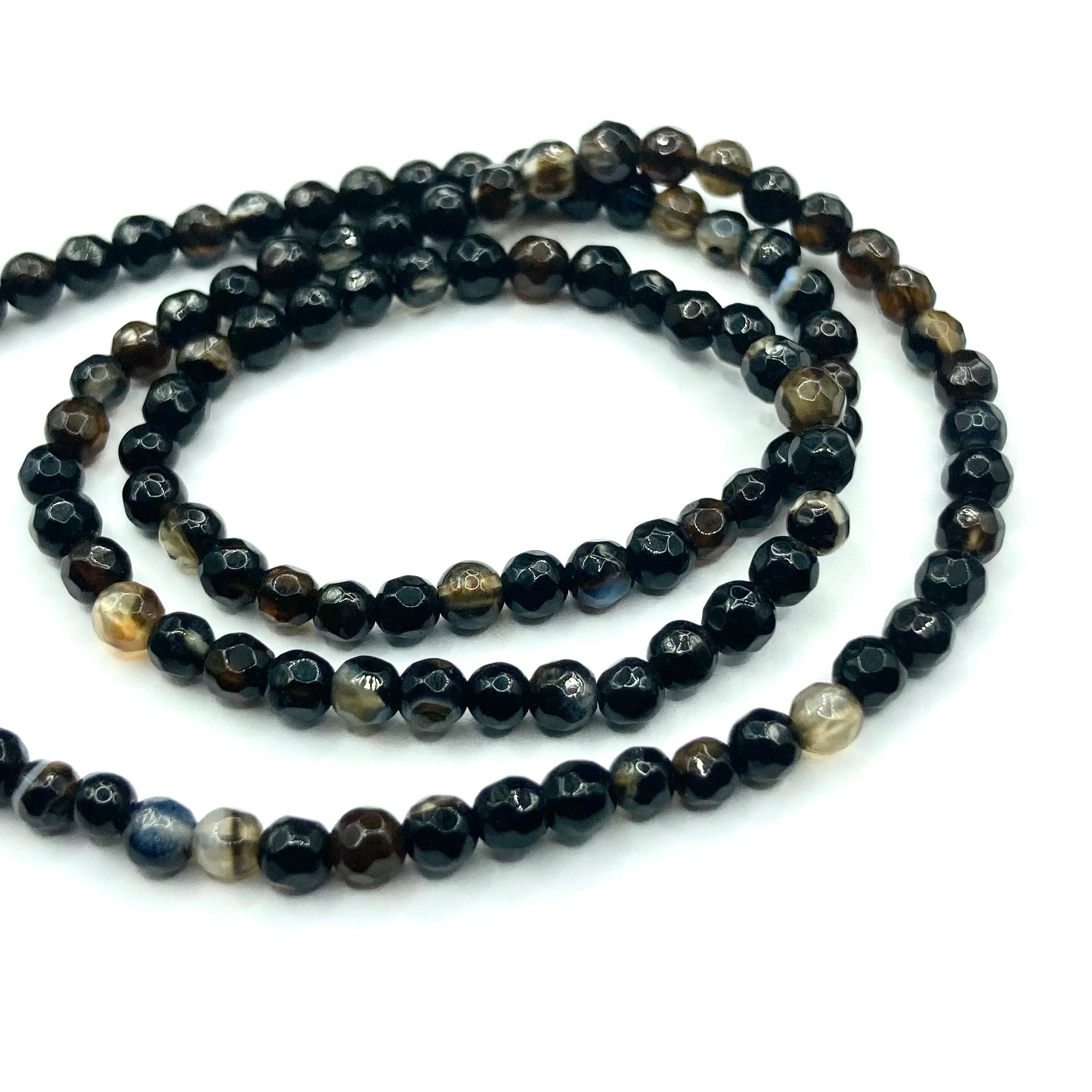 Agata Facetada | 3mm | Mix negro y traslucido