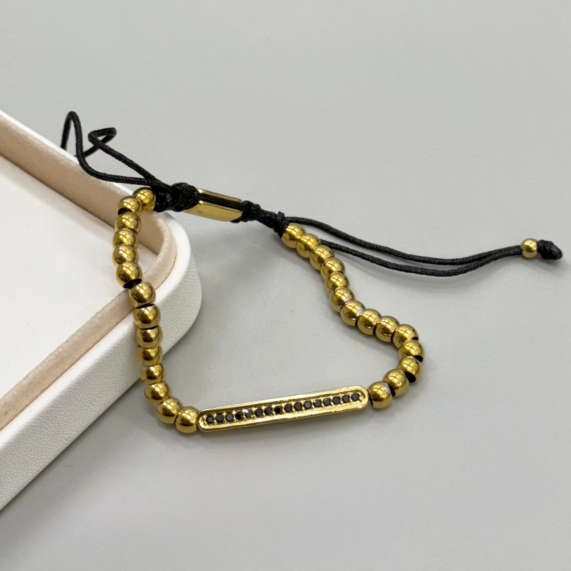 PULSERA HILO | STRASS NEGRO
