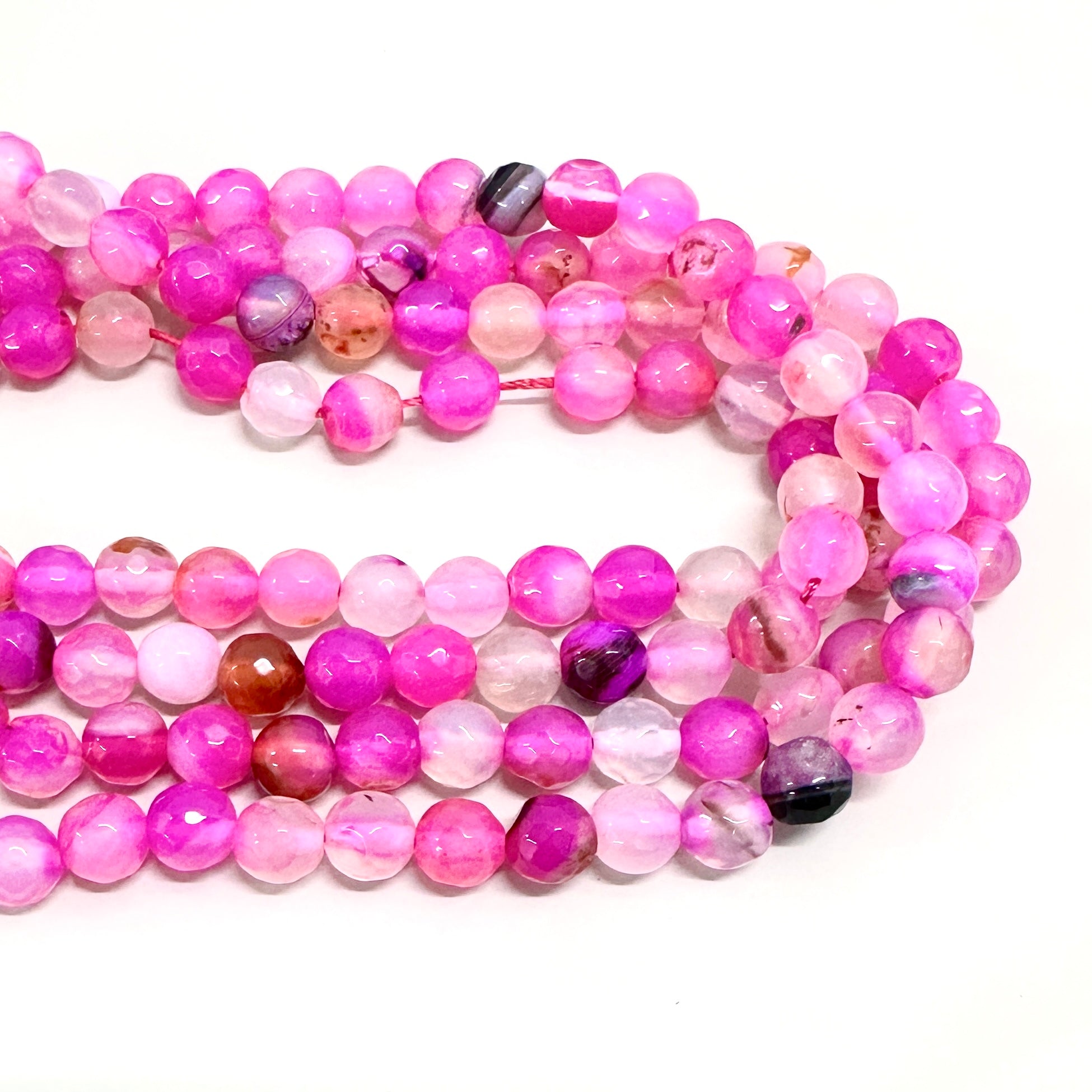 AGATA FACETADA | 8MM | MIX FUCSIA NARANJO TRASLUCIDO MATIZADO