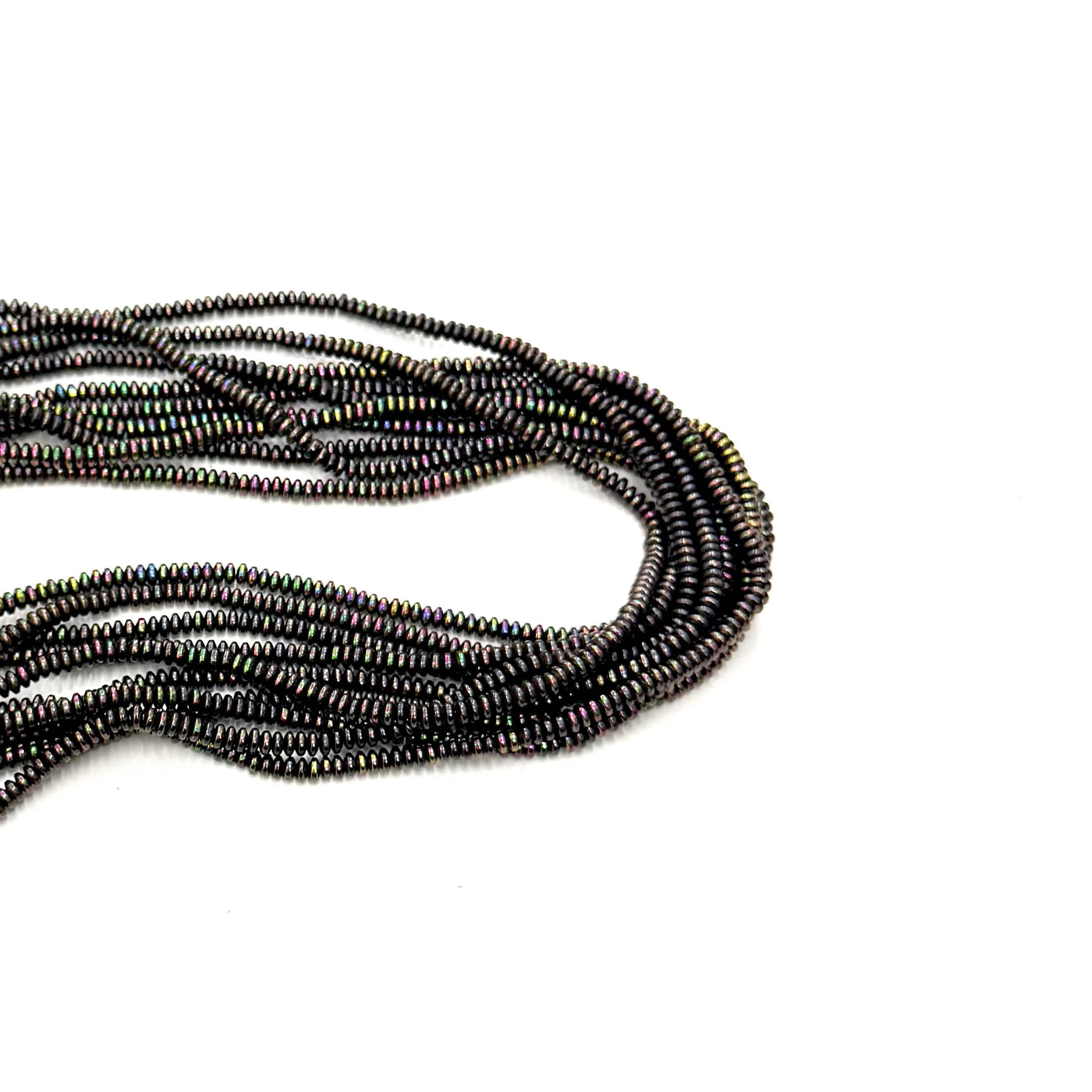 HEMATITA RONDELL | 5×1.5MM | NEGRO TORNASOL