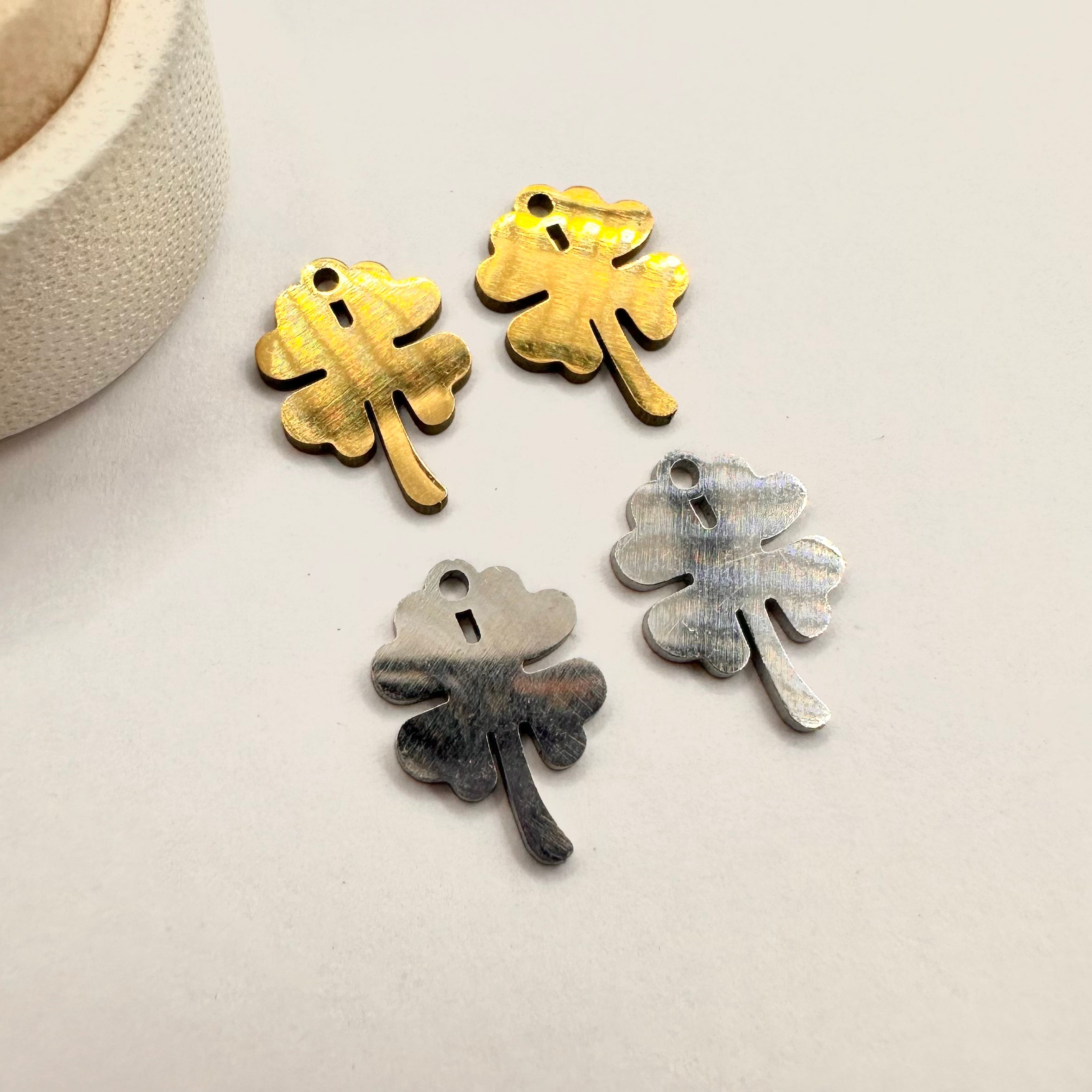 COLGANTE ACERO | TREBOL 4 HOJAS