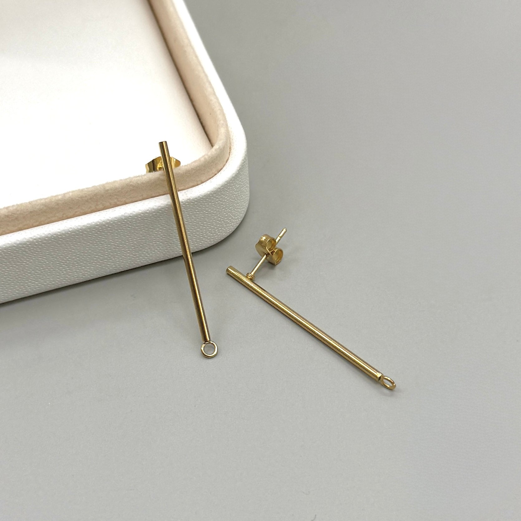 BASE DE ARO | PALITO LARGO| ACERO | BAÑO DE ORO 18K | 14MM
