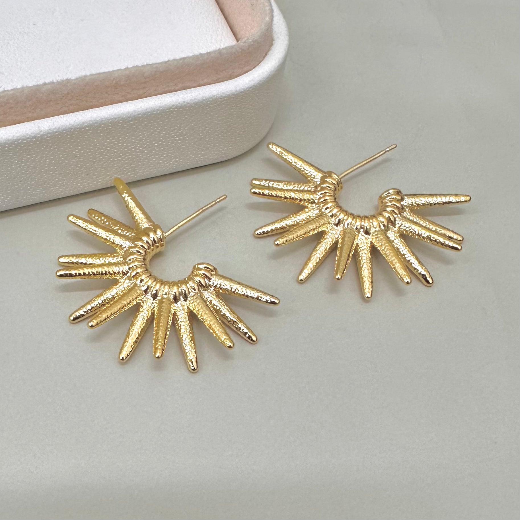 AROS BAÑO DE ORO | ARGOLLA SOL | 33MM X 20MM