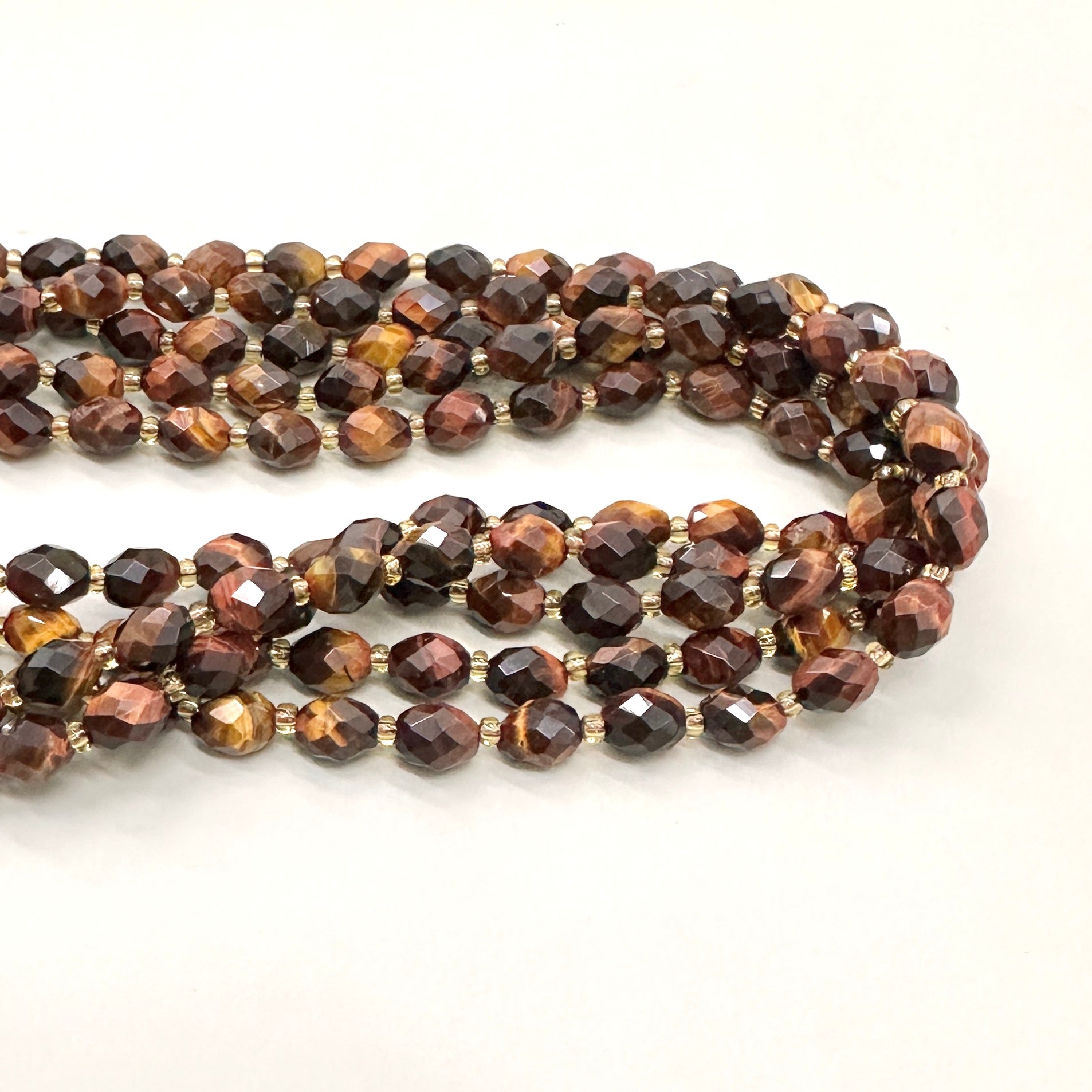 PIEDRA OVALADA FACETADA | OJO DE TIGRE ROJO