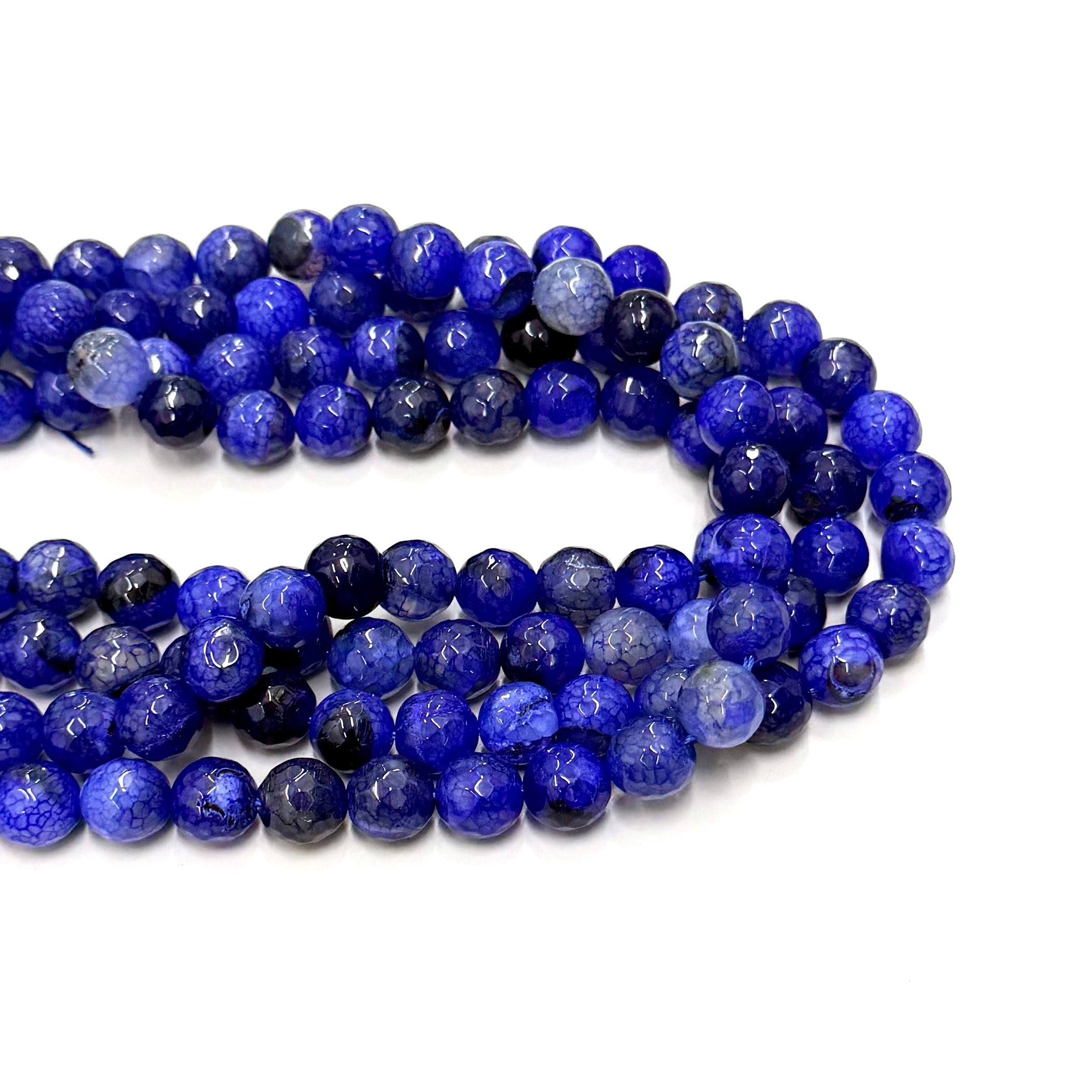 AGATA FACETADA | 12MM | AZUL ELÉCTRICO CON VENAS