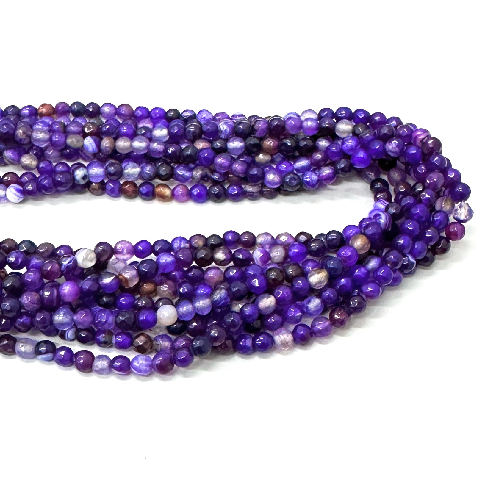 AGATA FACETADA | 4MM | MIX VIOLETA Y CAFE