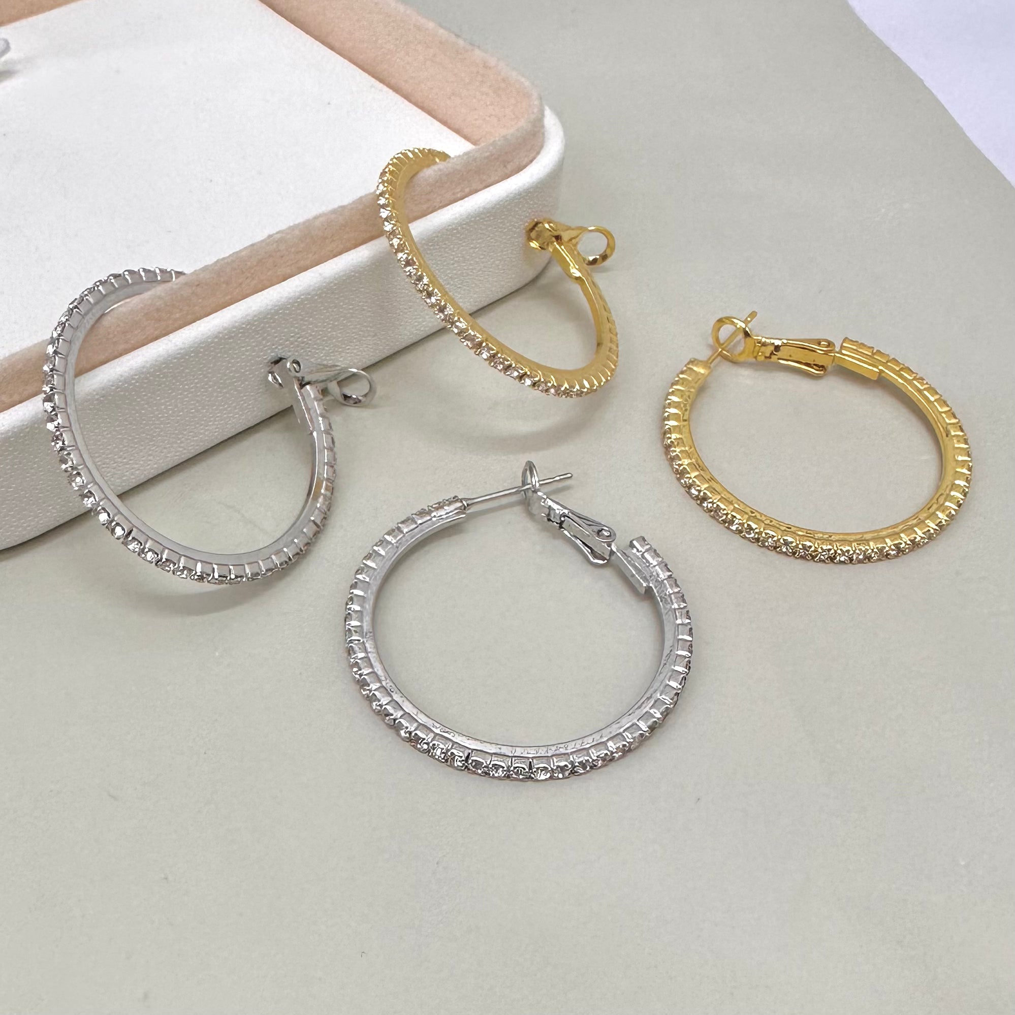 AROS BAÑO DE ORO | ARGOLLA ZIRCONES | 32MM