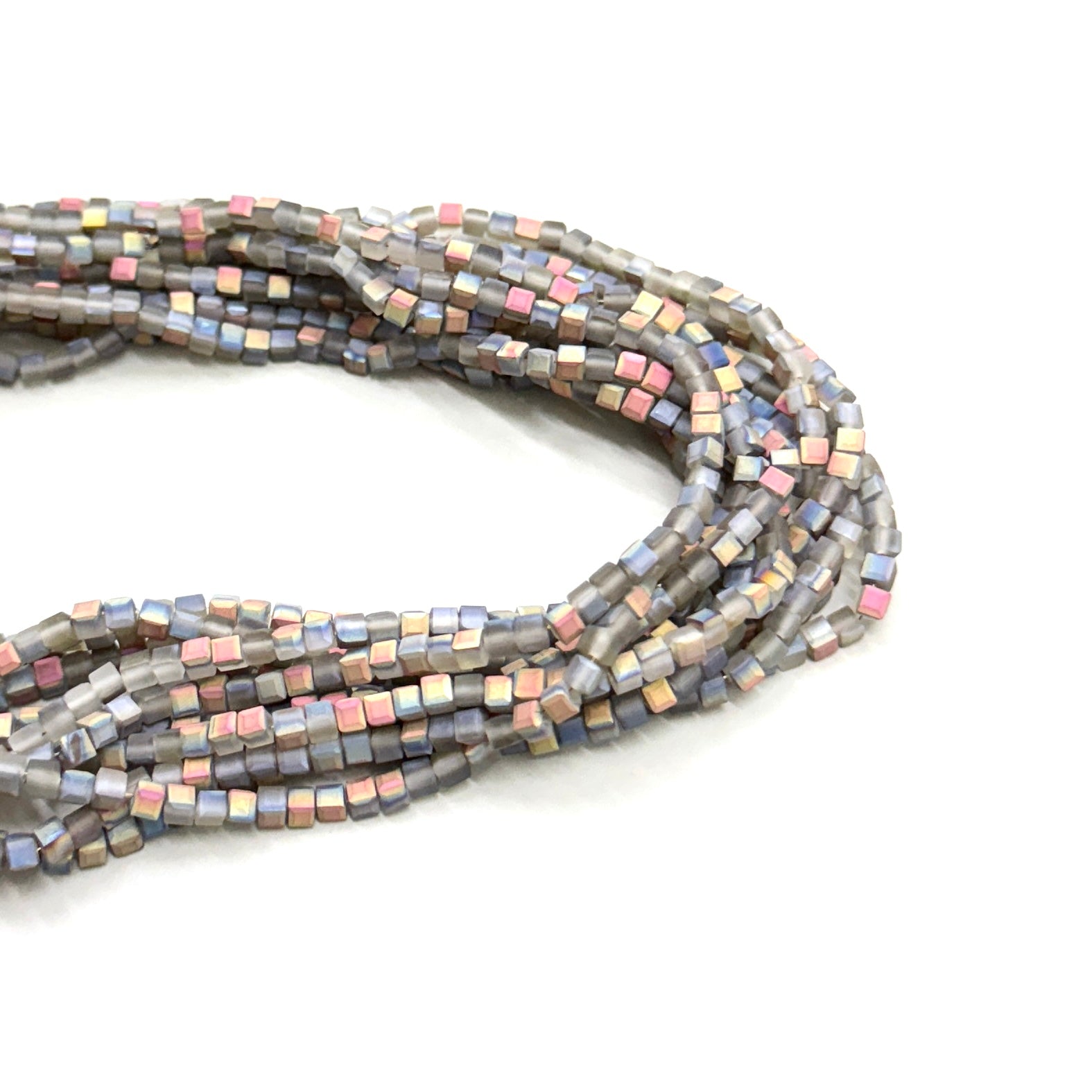 CRISTAL CUADRADO | 3MM | BICOLOR GRIS OPALESCENTE GOLDROSE