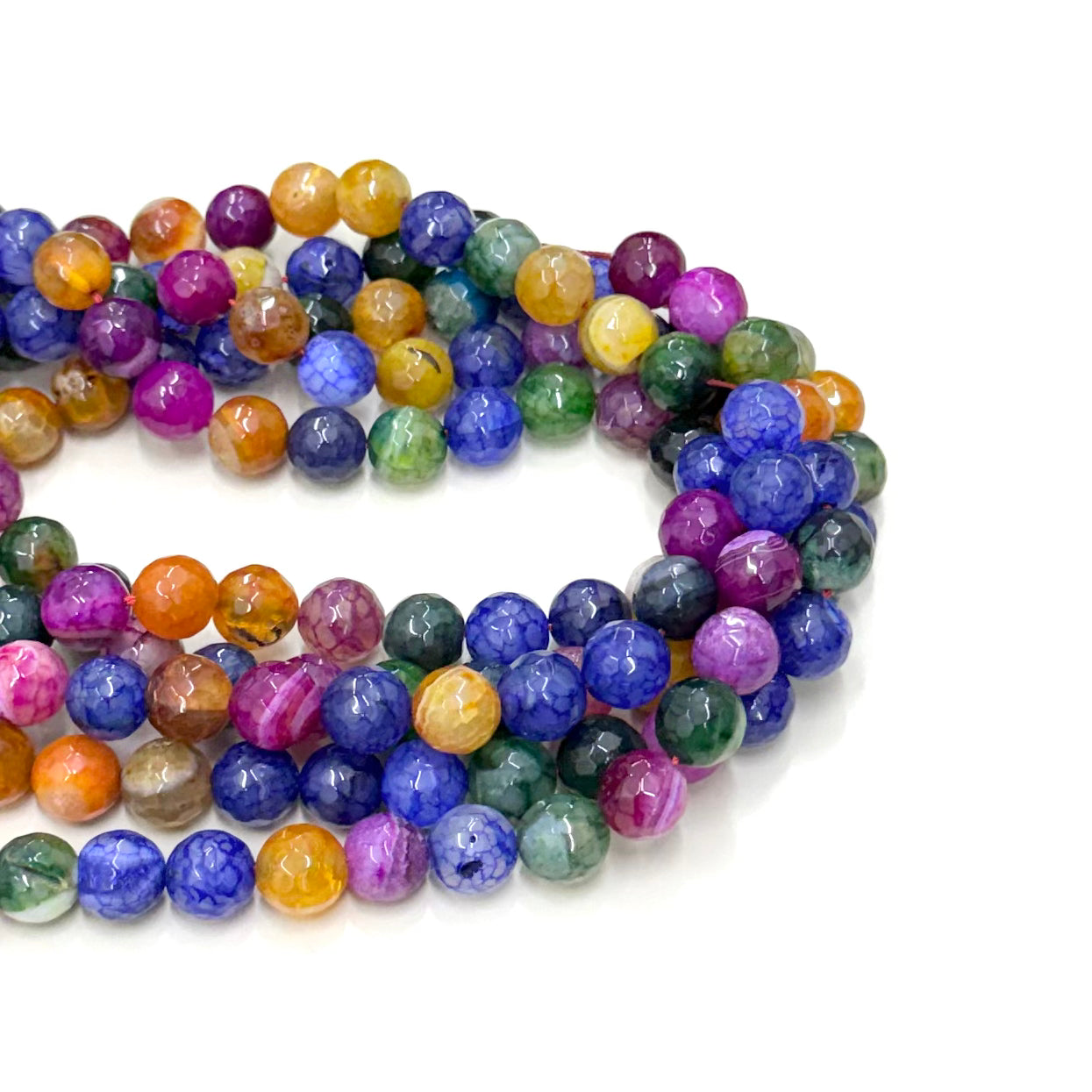 Agata Facetada | 12mm | Tonos Naranja, Azules y Verdes