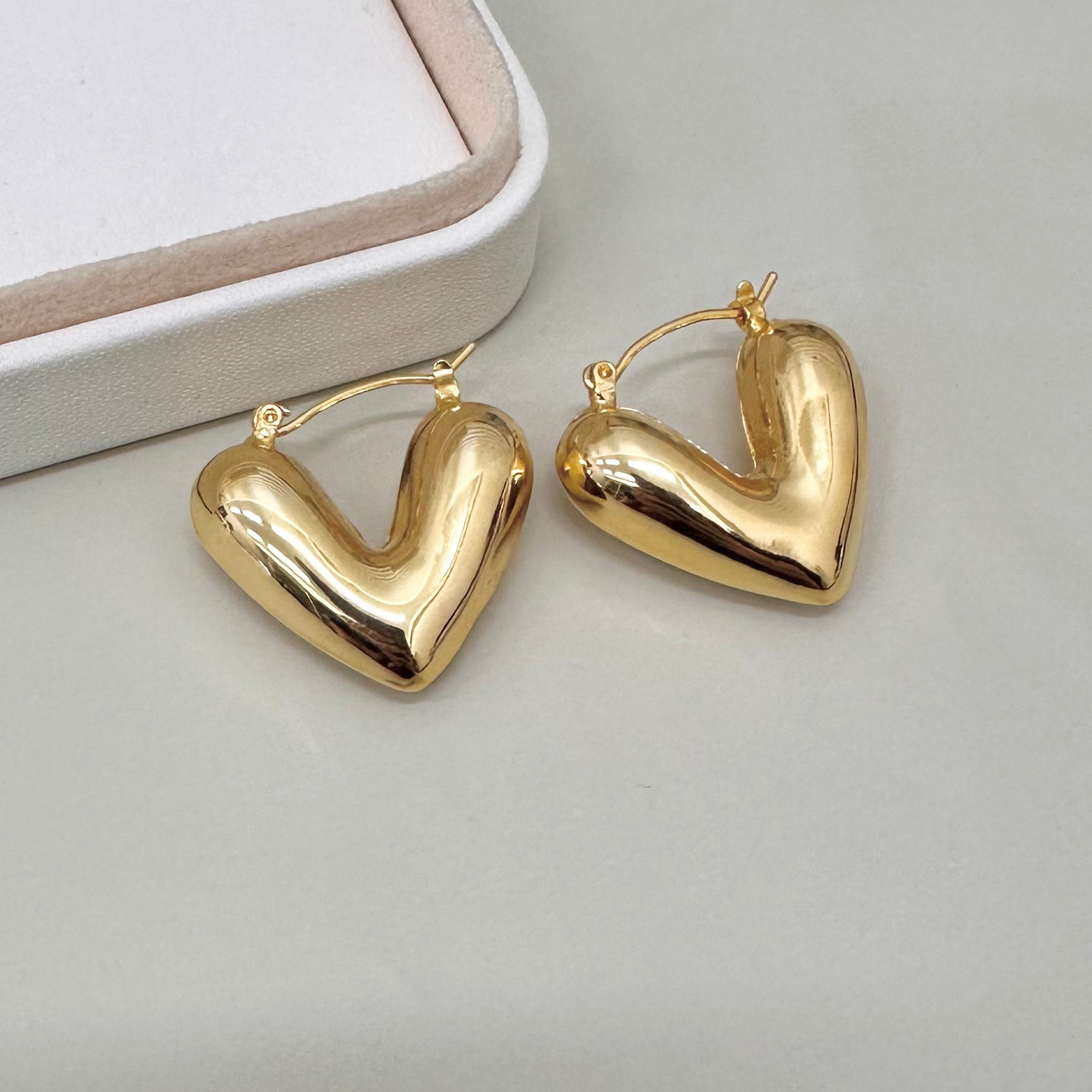 AROS BAÑO DE ORO | CORAZON | 30MM X 30MM