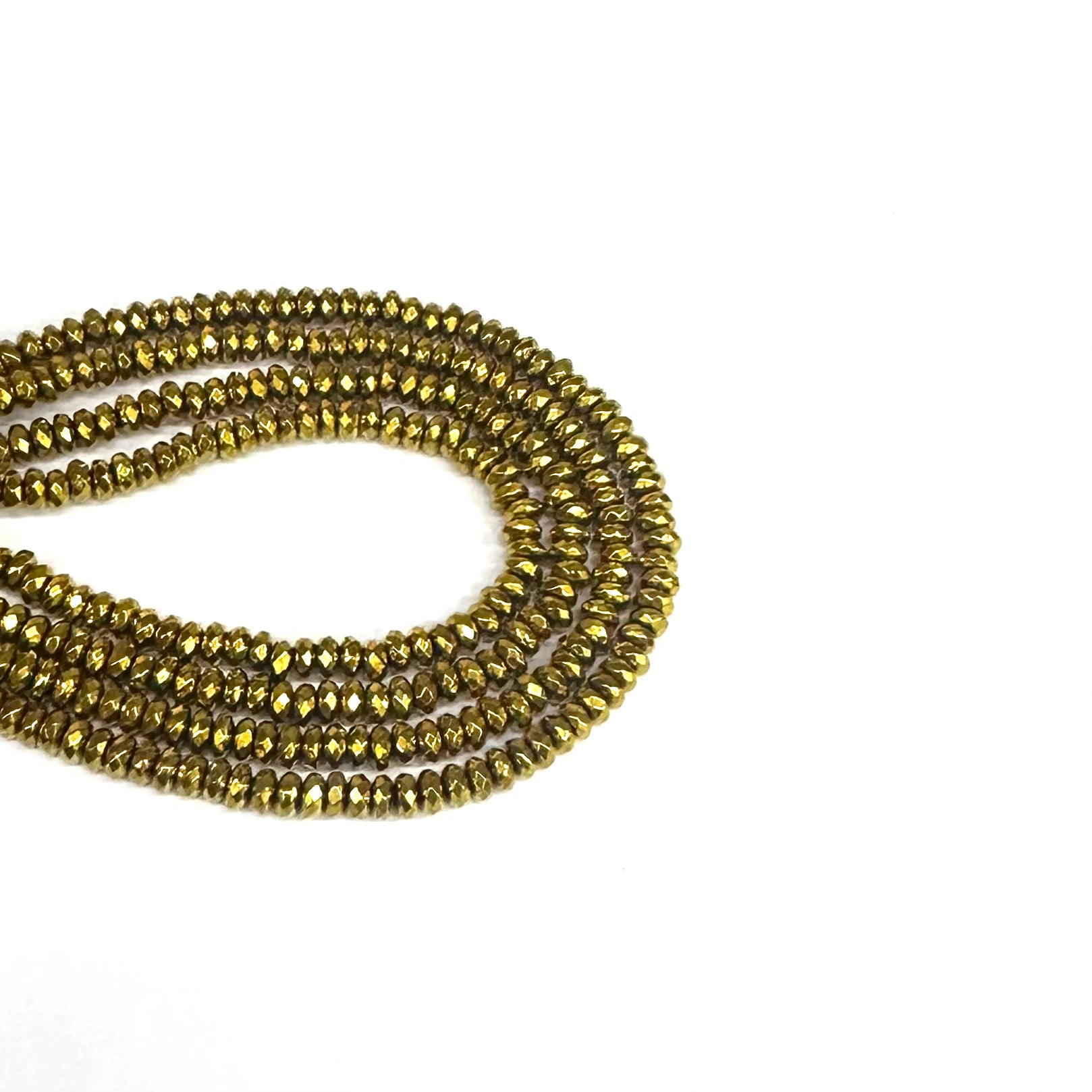 HEMATITA RONDELL FACETADA | 4MM | DORADO