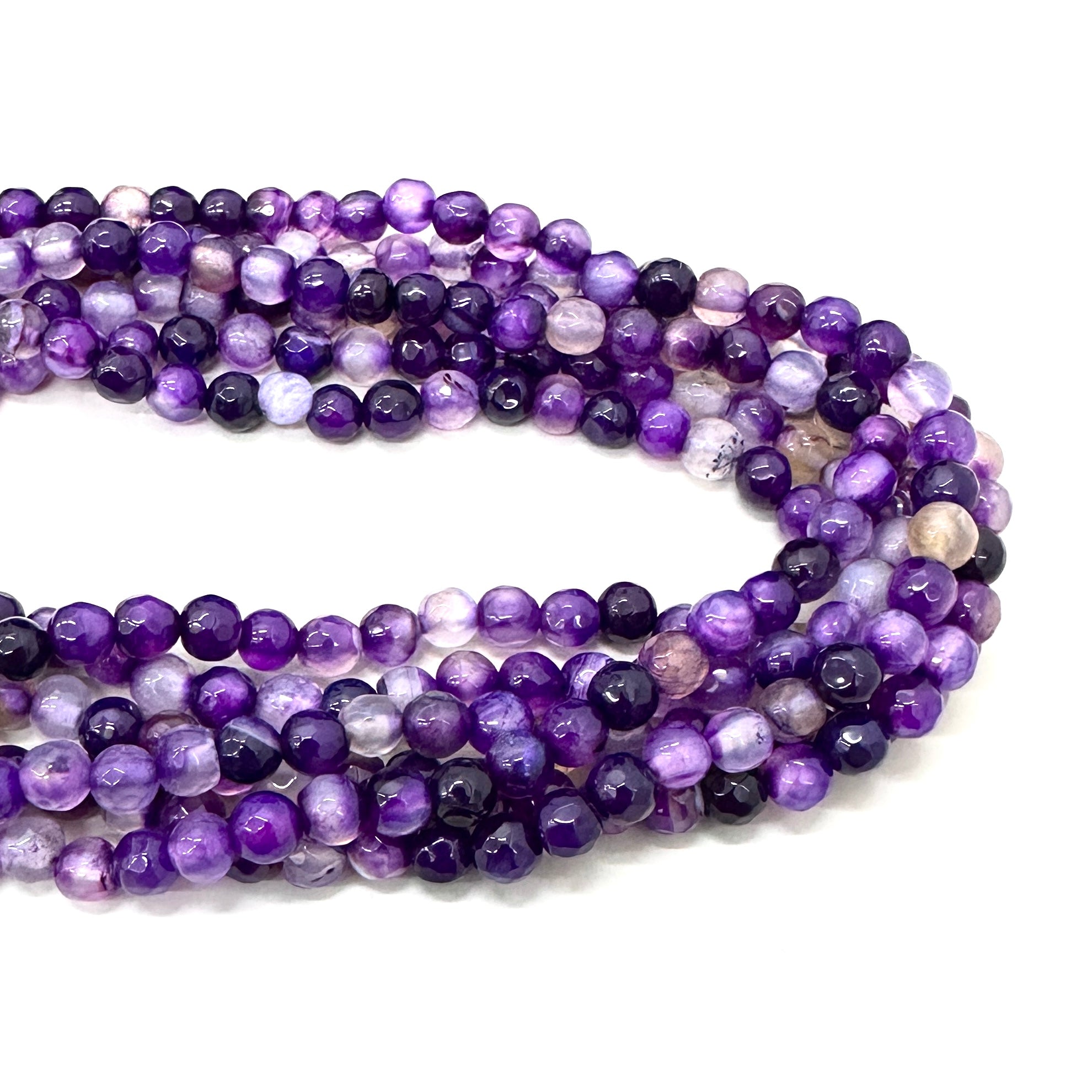 AGATA FACETADA | 6MM | MALVA NEGRO MATIZADO