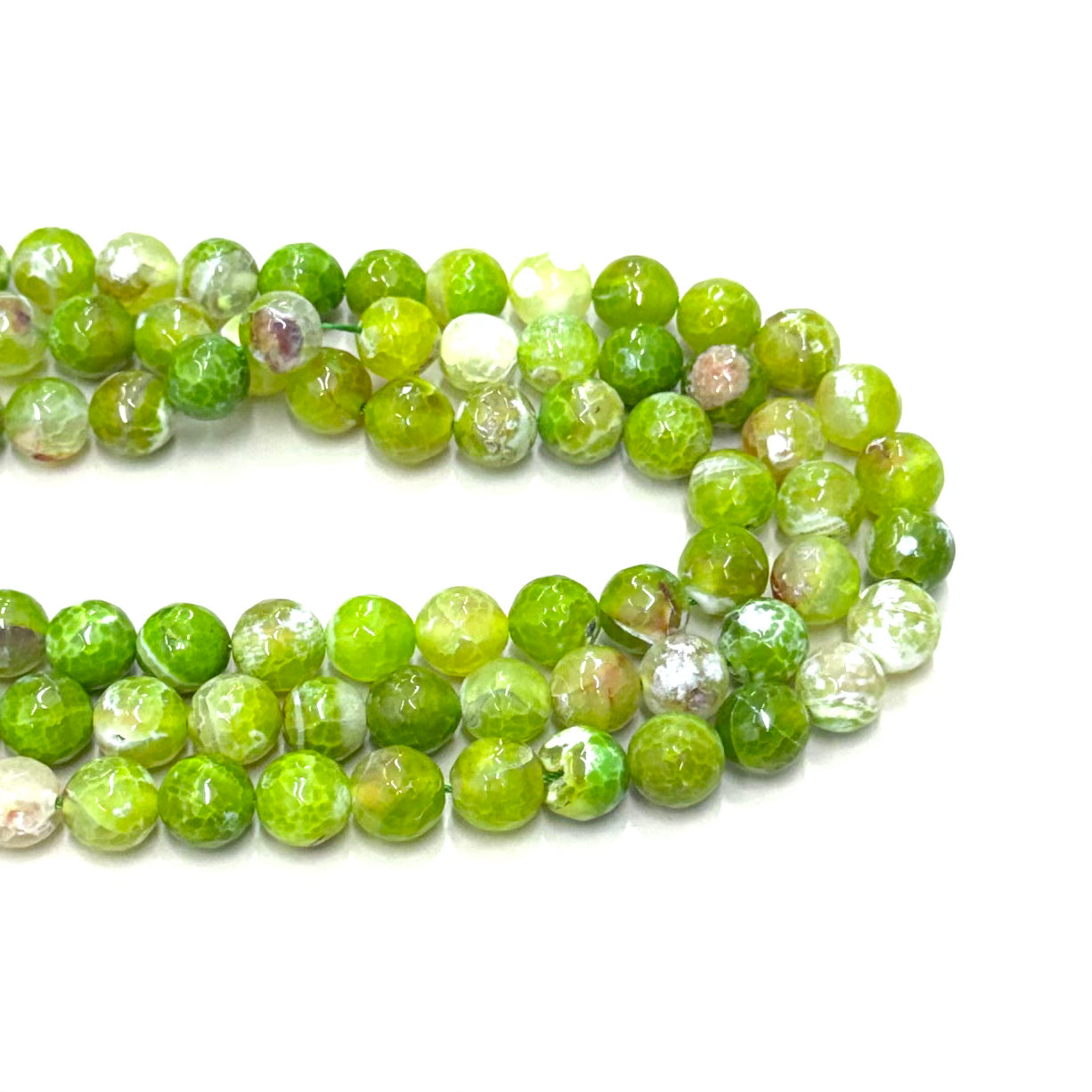 Agata Facetada | Verde Manzana con Blanco, Jaspeado