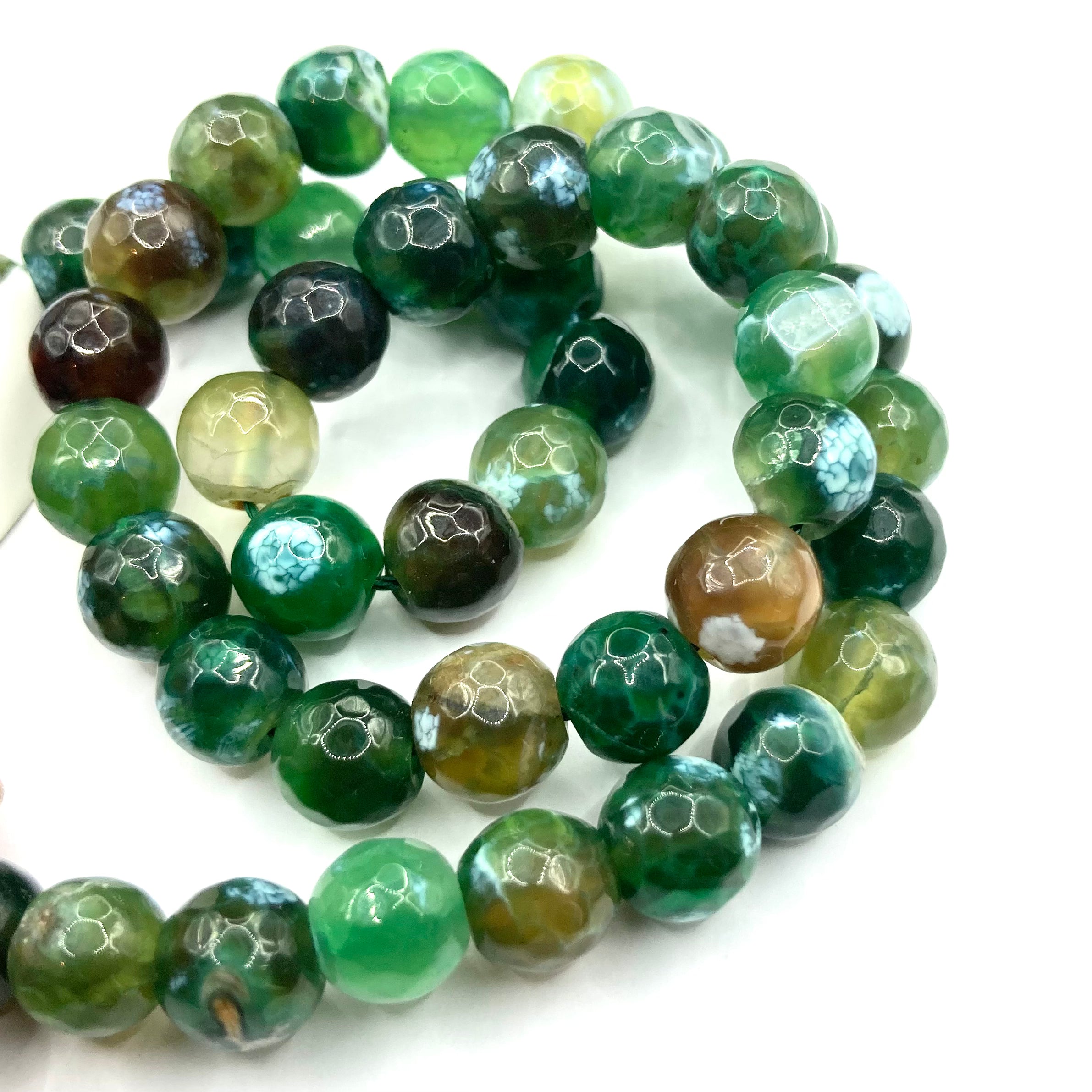 Agata Facetada | 8mm | Verde blanco jaspeado
