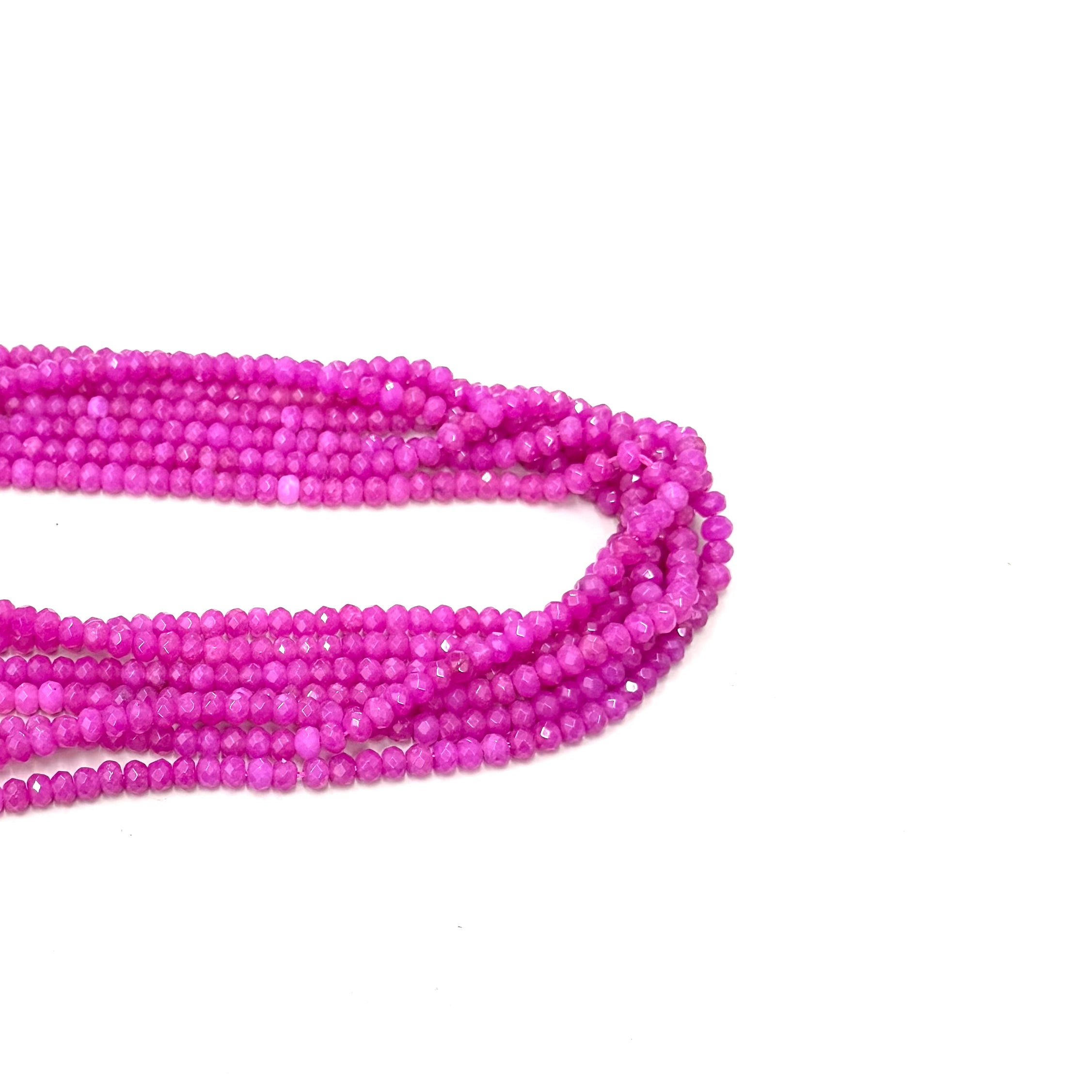 AGATA FACETADA RONDELL | 6MM | FUCSIA SEMI TRASLUCIDO