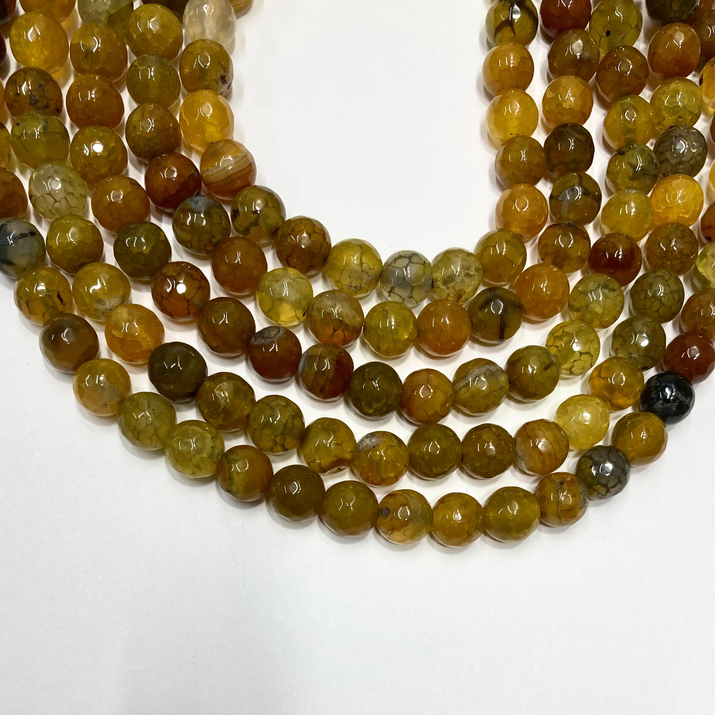 Agata Facetada | 8mm | Amarillo venas negra