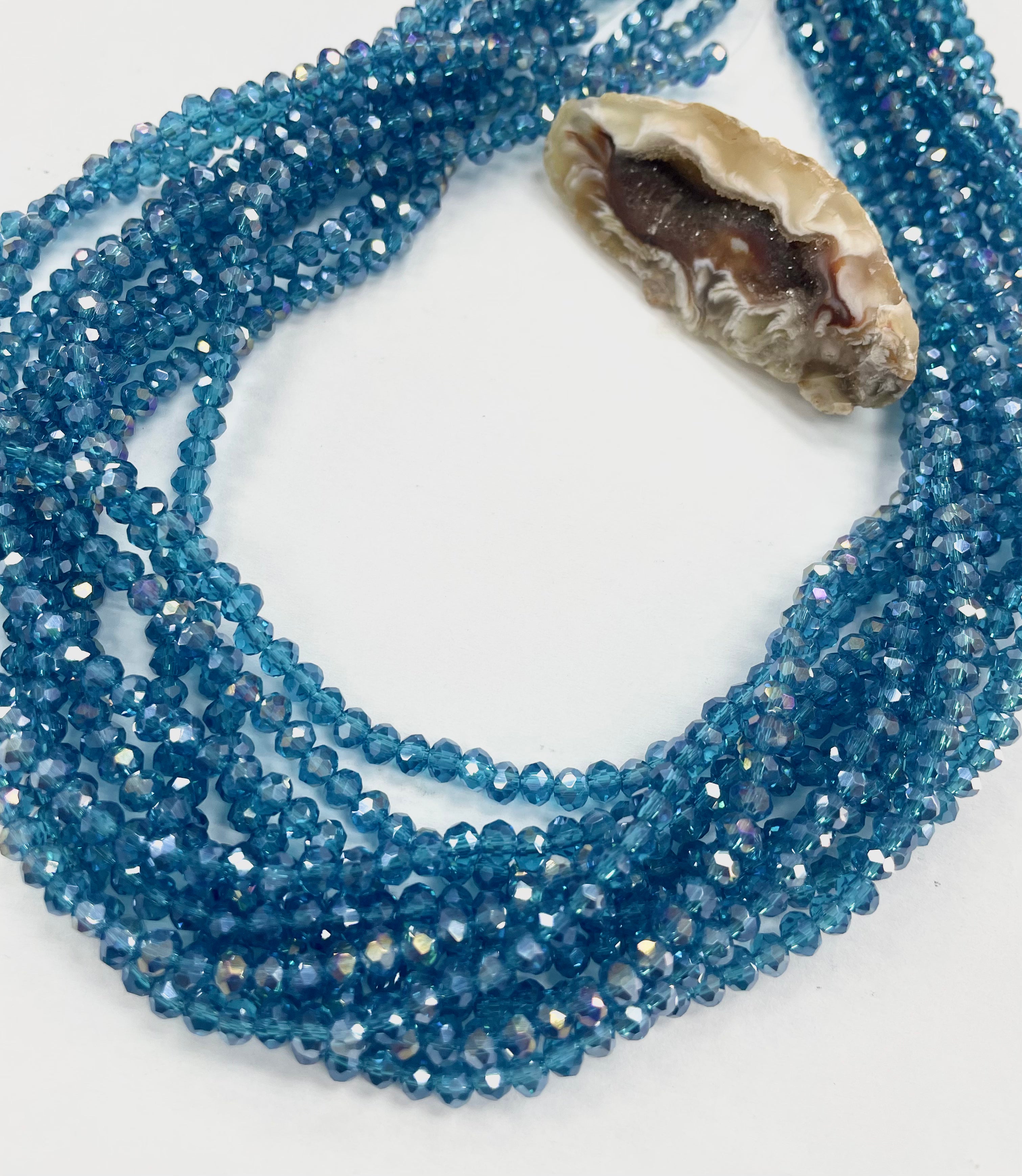 Cristal Chato | 4mm | Tornasol Translucido Azul Petroleo