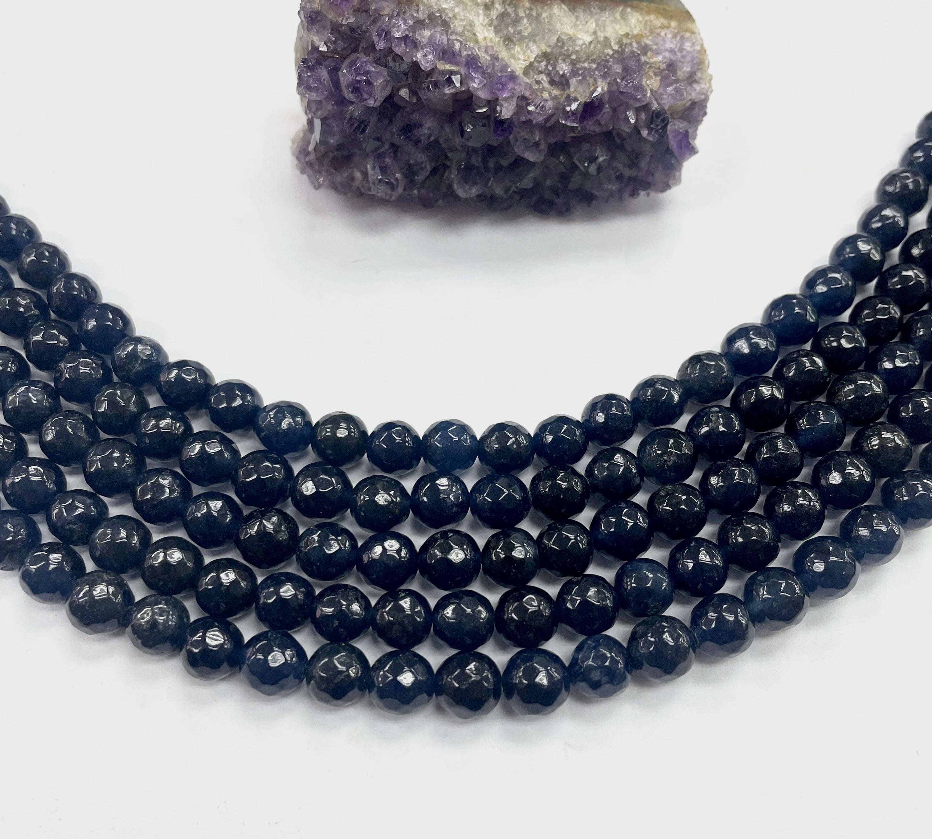 Agata Facetada | 8mm | Azul Marino Oscuro