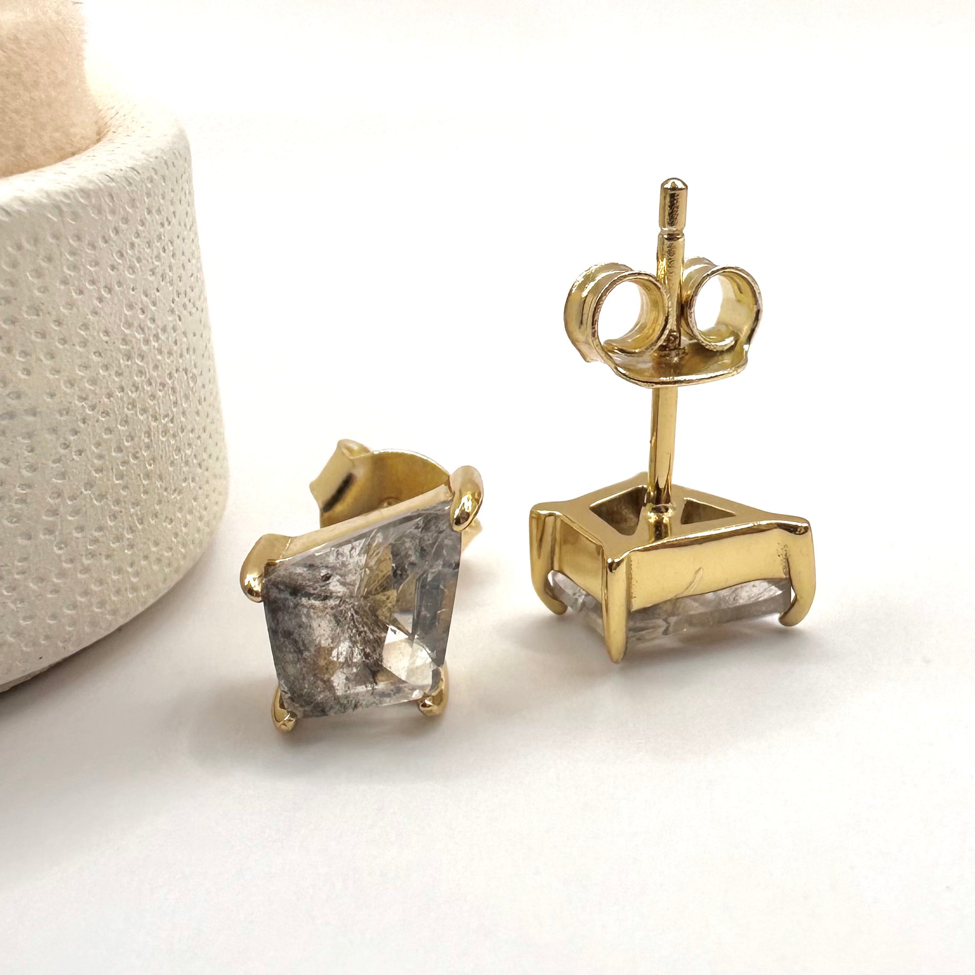 AROS “COMETA” | DIAMANTE HERKIMER | BAÑO DE ORO 14K