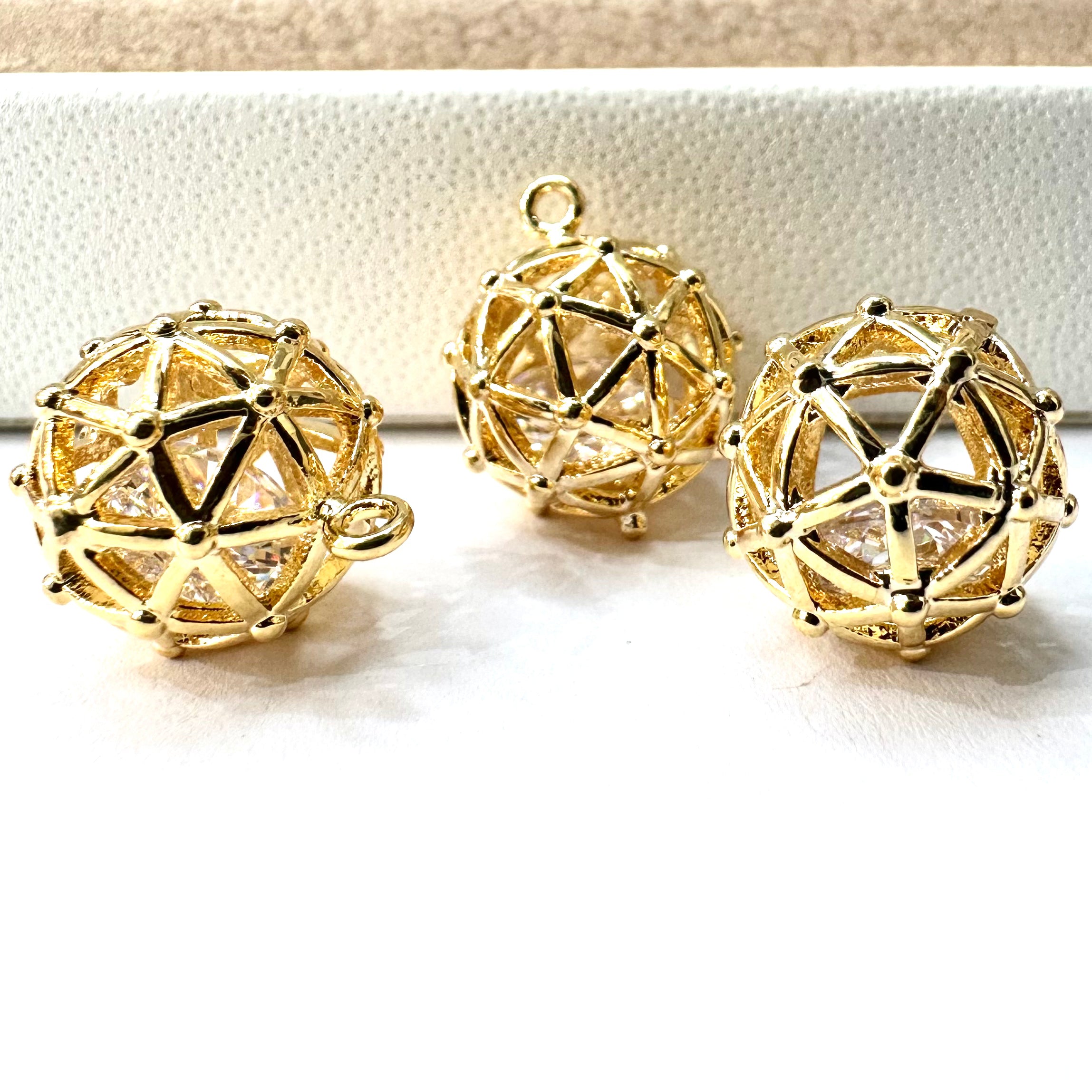 COLGANTE | ESFERA | BAÑO ORO 18K Y CIRCON | 14x11MM | 1 UND (C8)