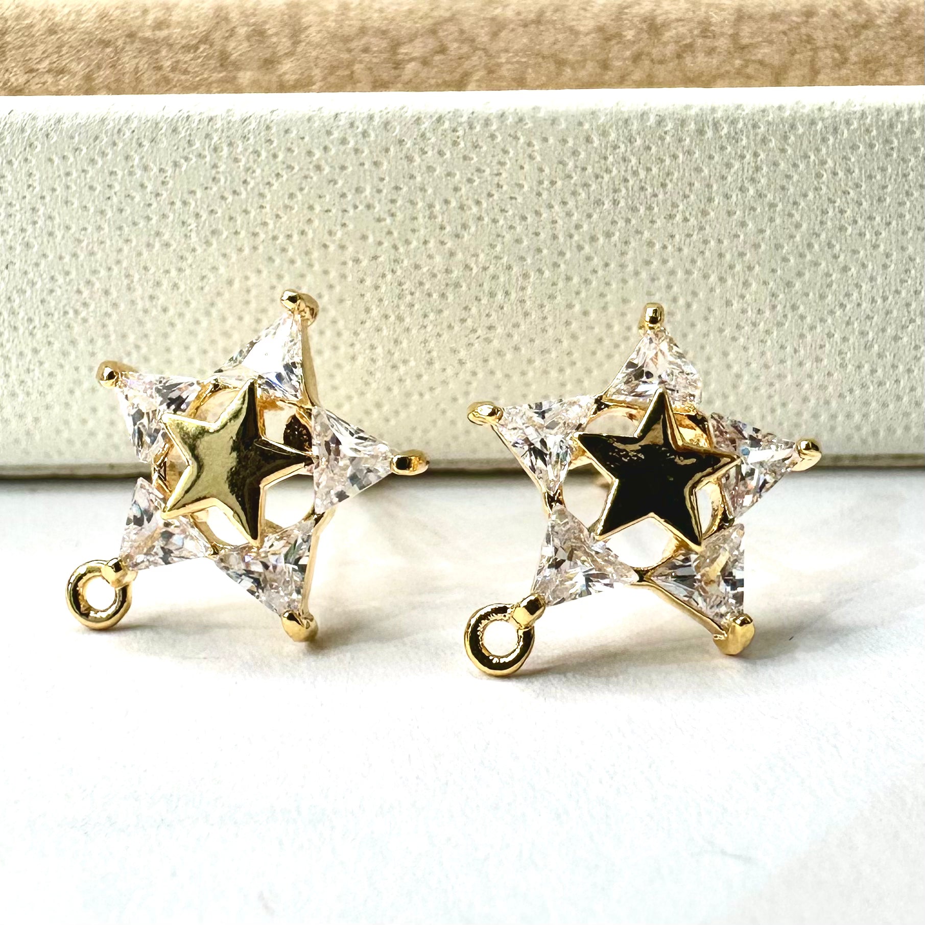 BASE DE ARO | ESTRELLA | BAÑO ORO 18K Y CIRCON | 14MM
