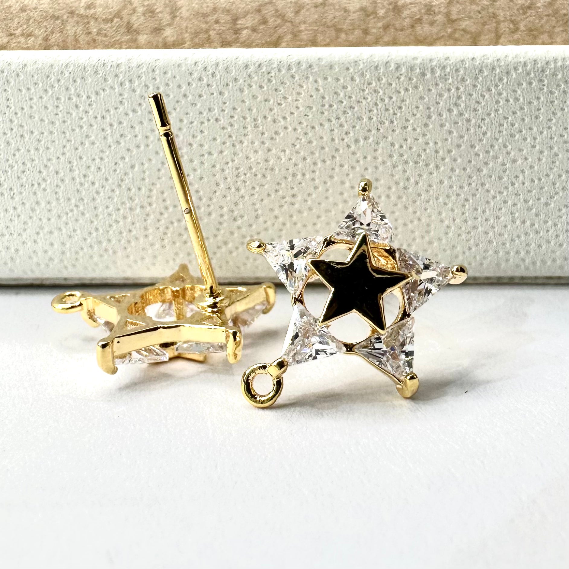 BASE DE ARO | ESTRELLA | BAÑO ORO 18K Y CIRCON | 14MM