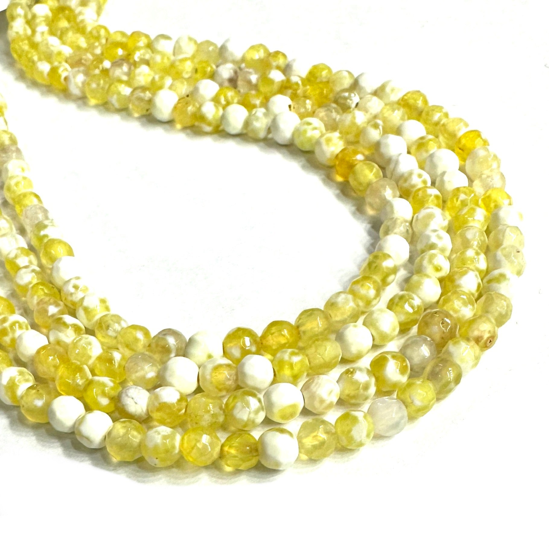 Agata Facetada | 4mm | Amarillo Moteado