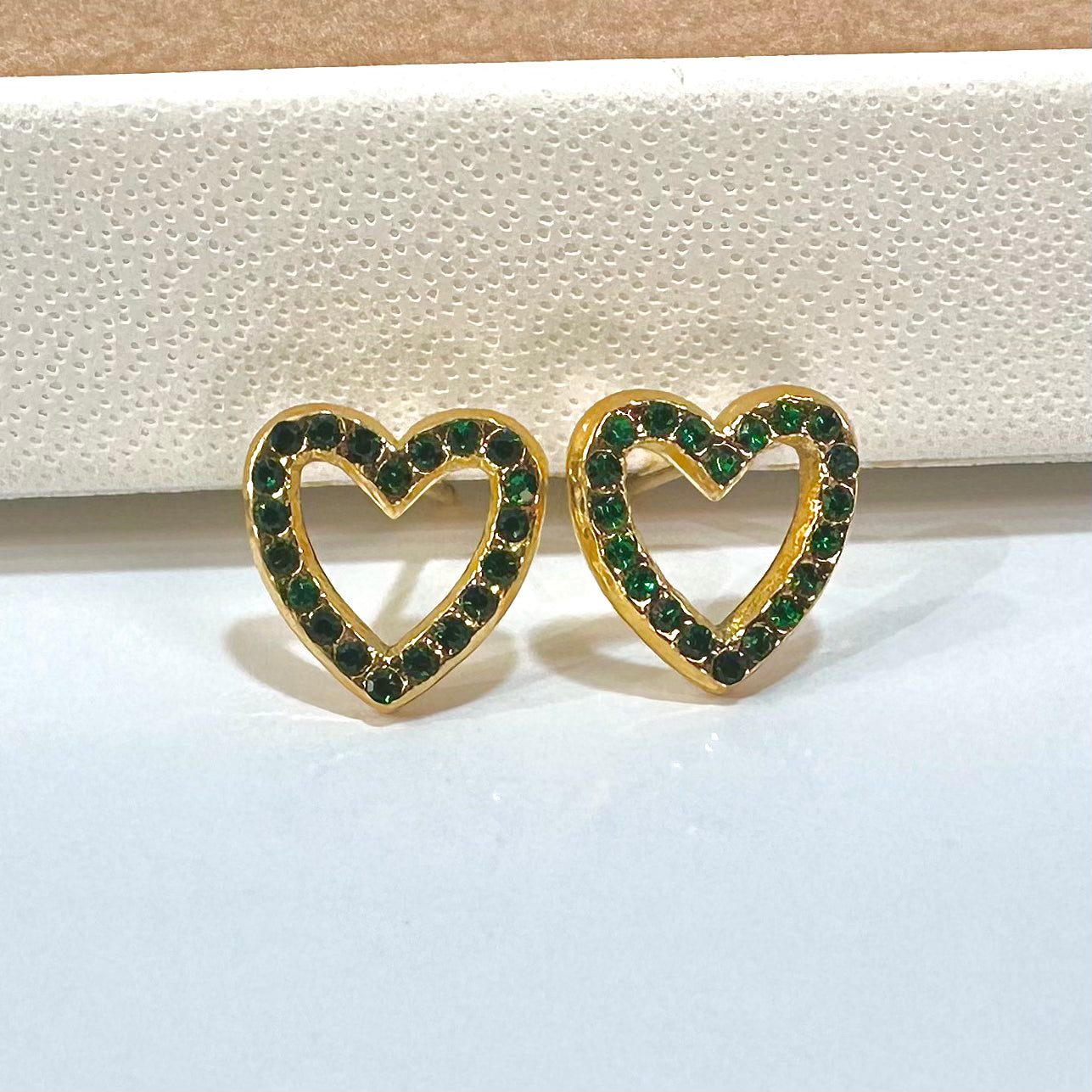 AROS CORAZON | BAÑO DE ORO | CIRCONES VERDE | 10MM