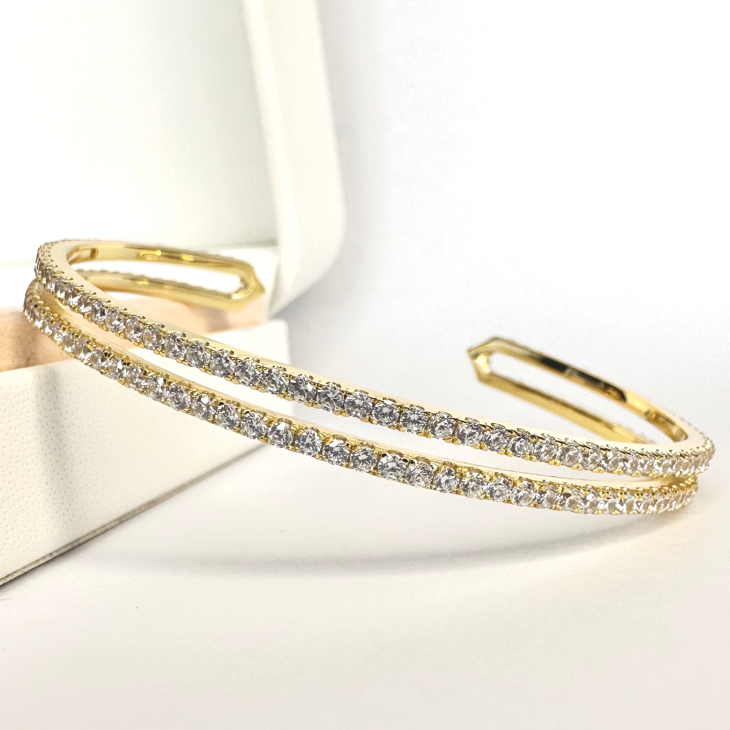 PULSERA DOS LINEAS | BAÑO DE ORO 14K | 16CM