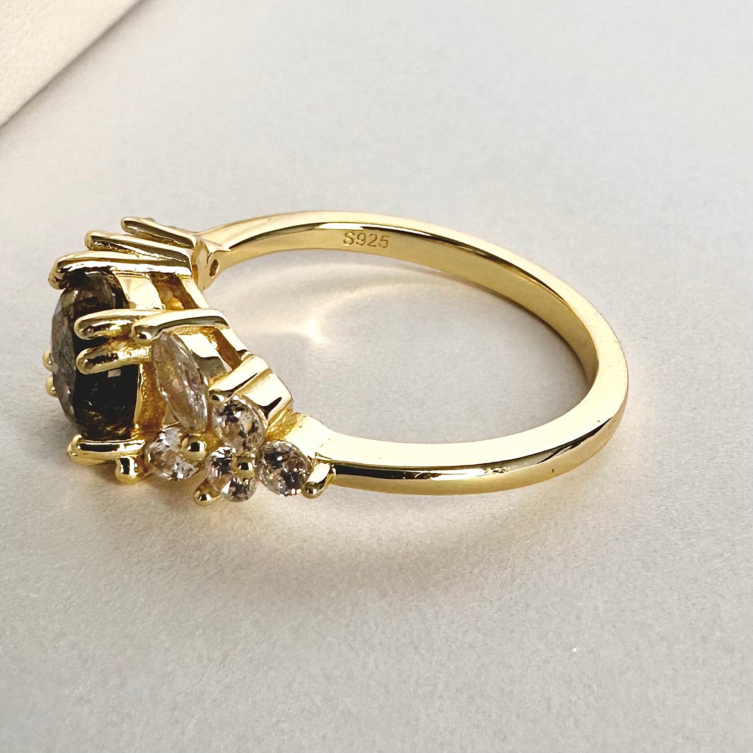 ANILLO “ALAS DEL ANGEL” | DIAMANTE HERKIMER | BAÑO DE ORO 14K