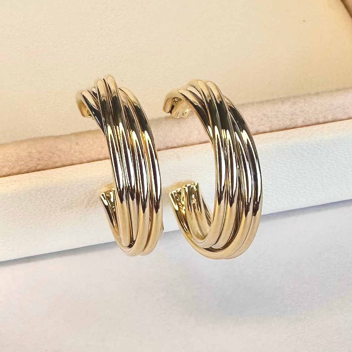 AROS ARGOLLA 4 LINEAS | BAÑO DE ORO 18K | 20MM