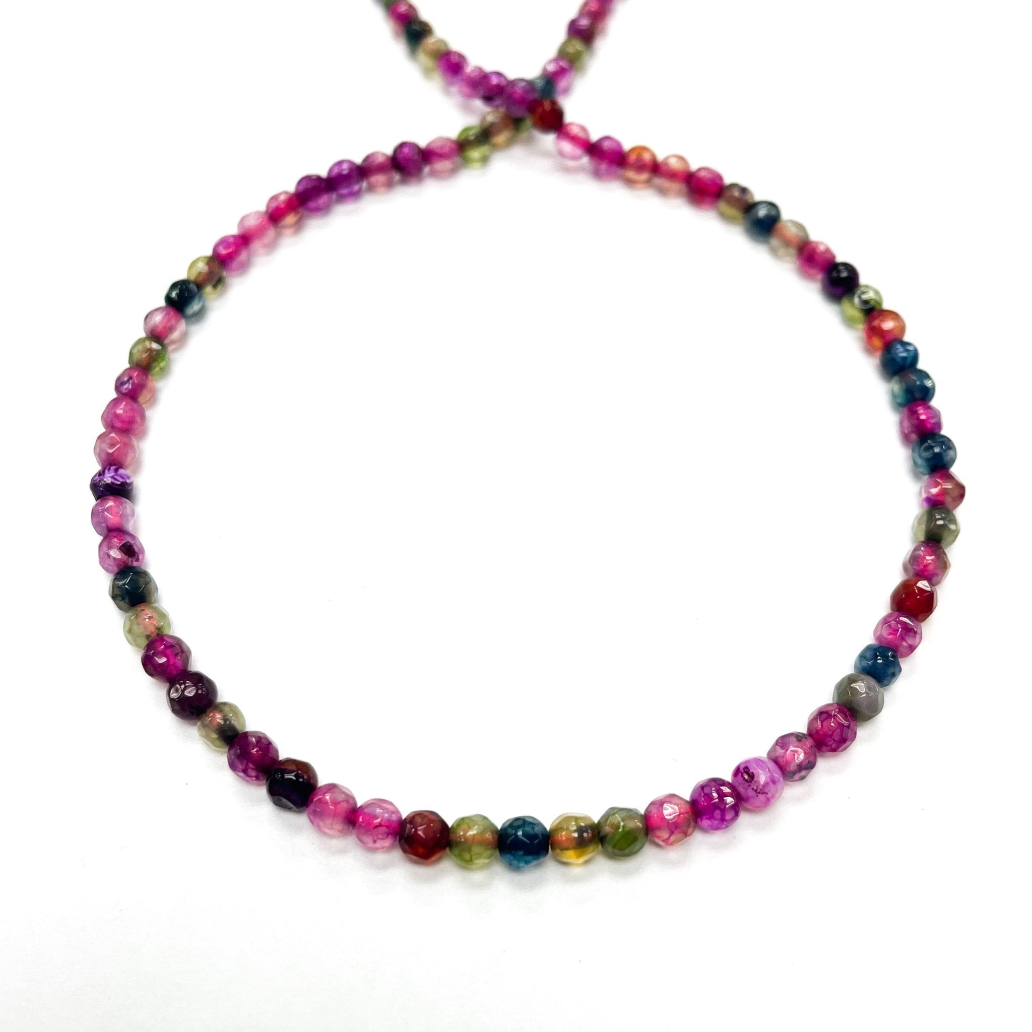 Agata Facetada | 4mm | Fucsia y verde