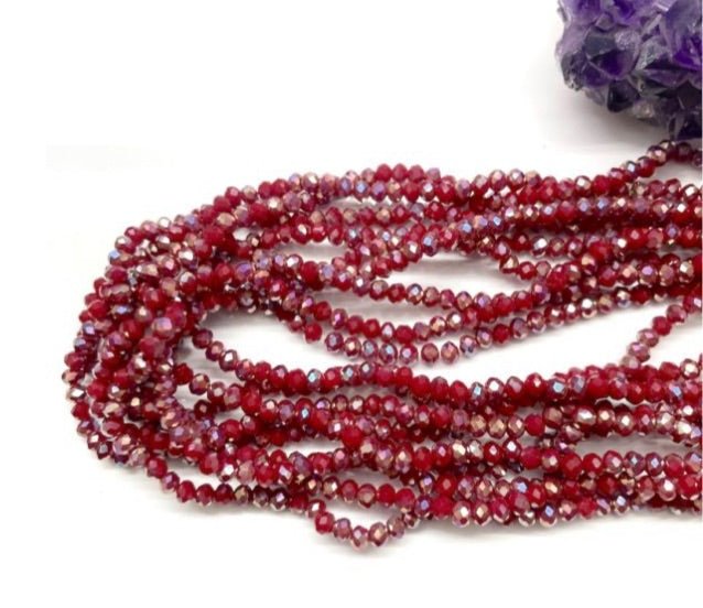 CRISTAL CHATO | 4MM | BICOLOR MATTE ROJO OSC-PLATEADO