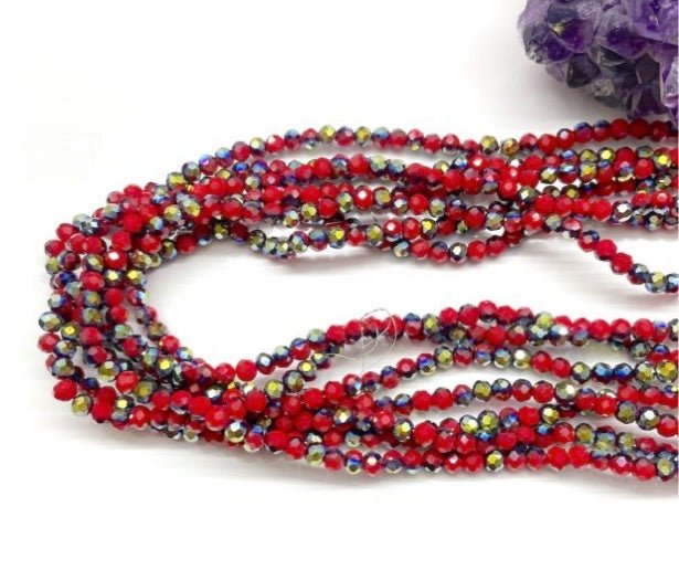 Cristal Chato | 4mm | Bicolor Matte Rojo Osc-Verde