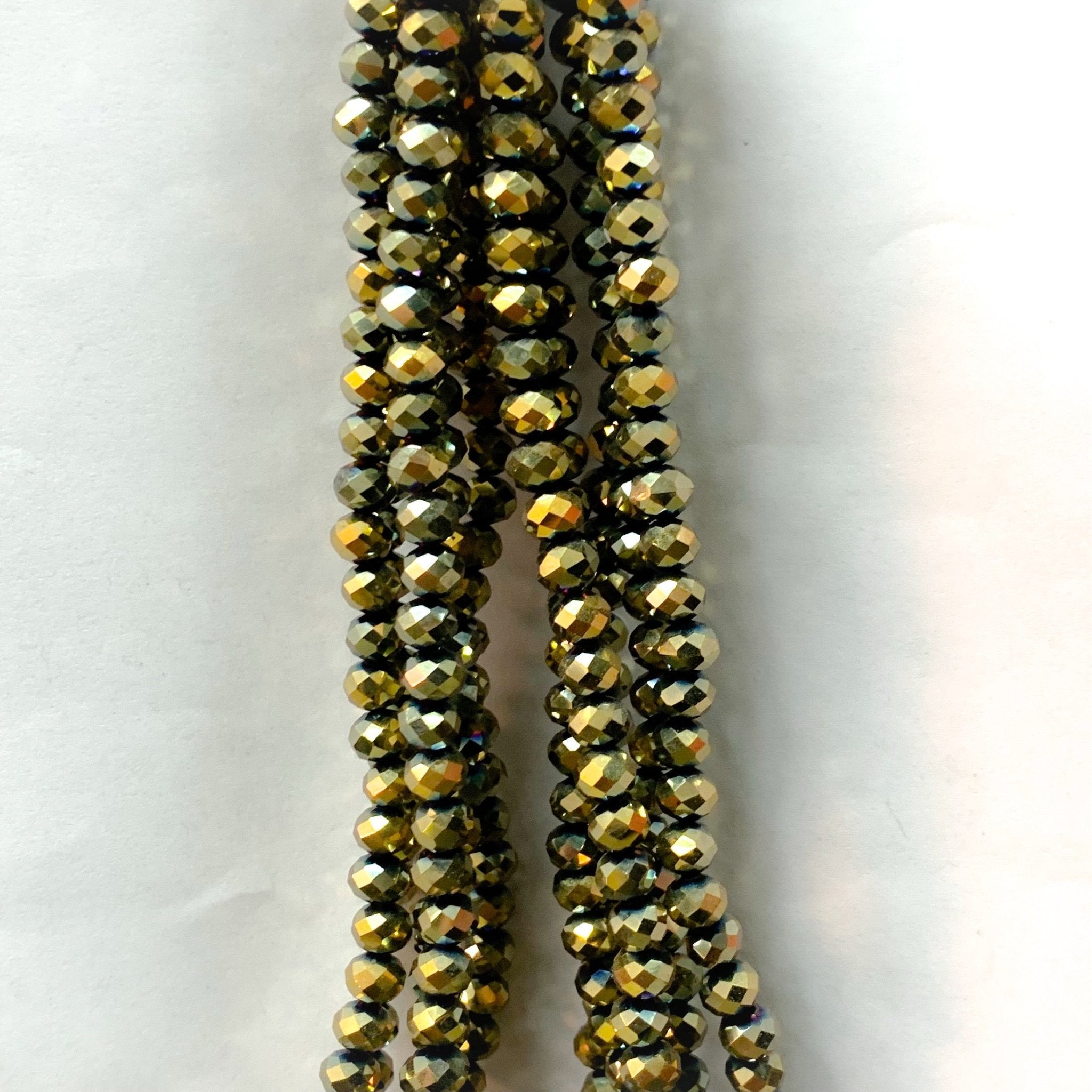 Cristal chato | 6 mm | Metal Dorado Azul