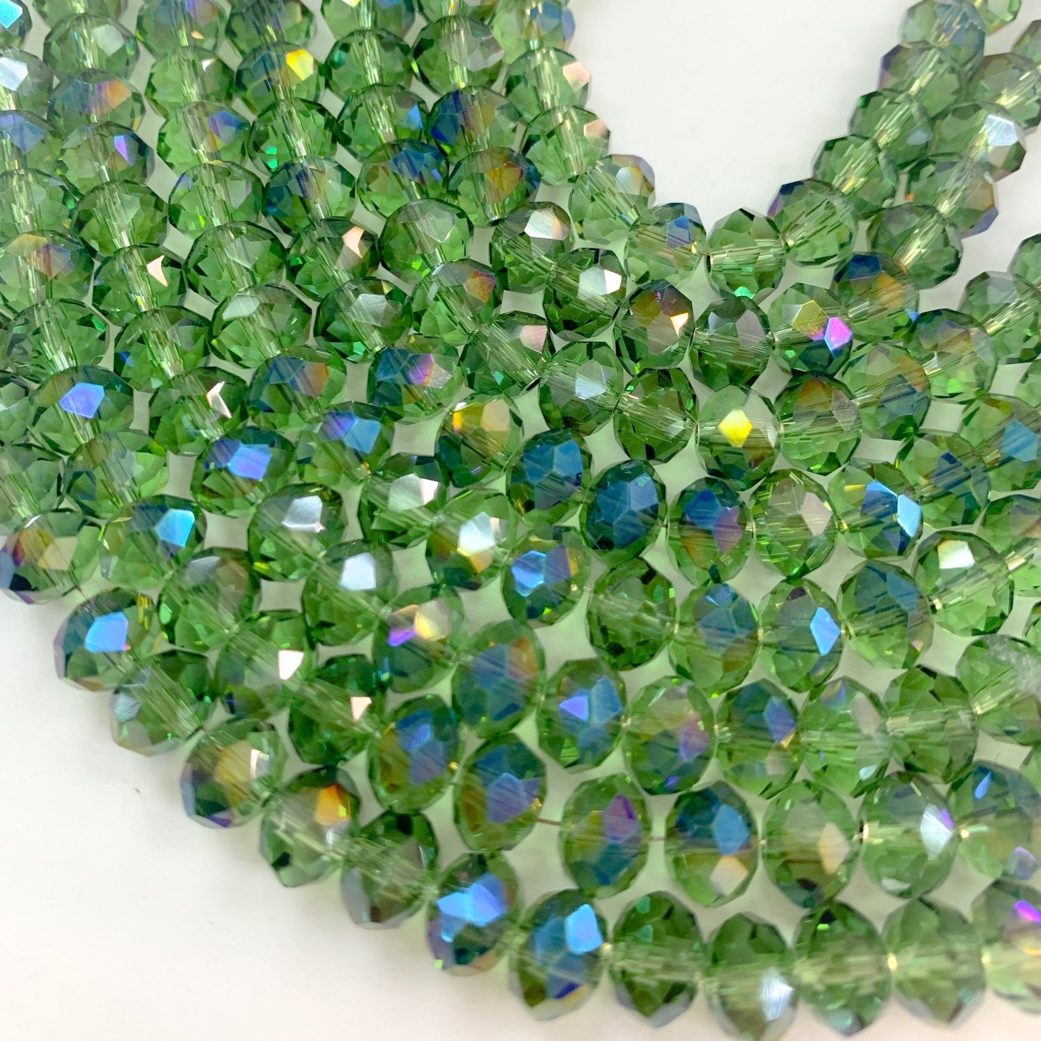 Cristal chato | 8 mm | Bicolor T Verde Azul