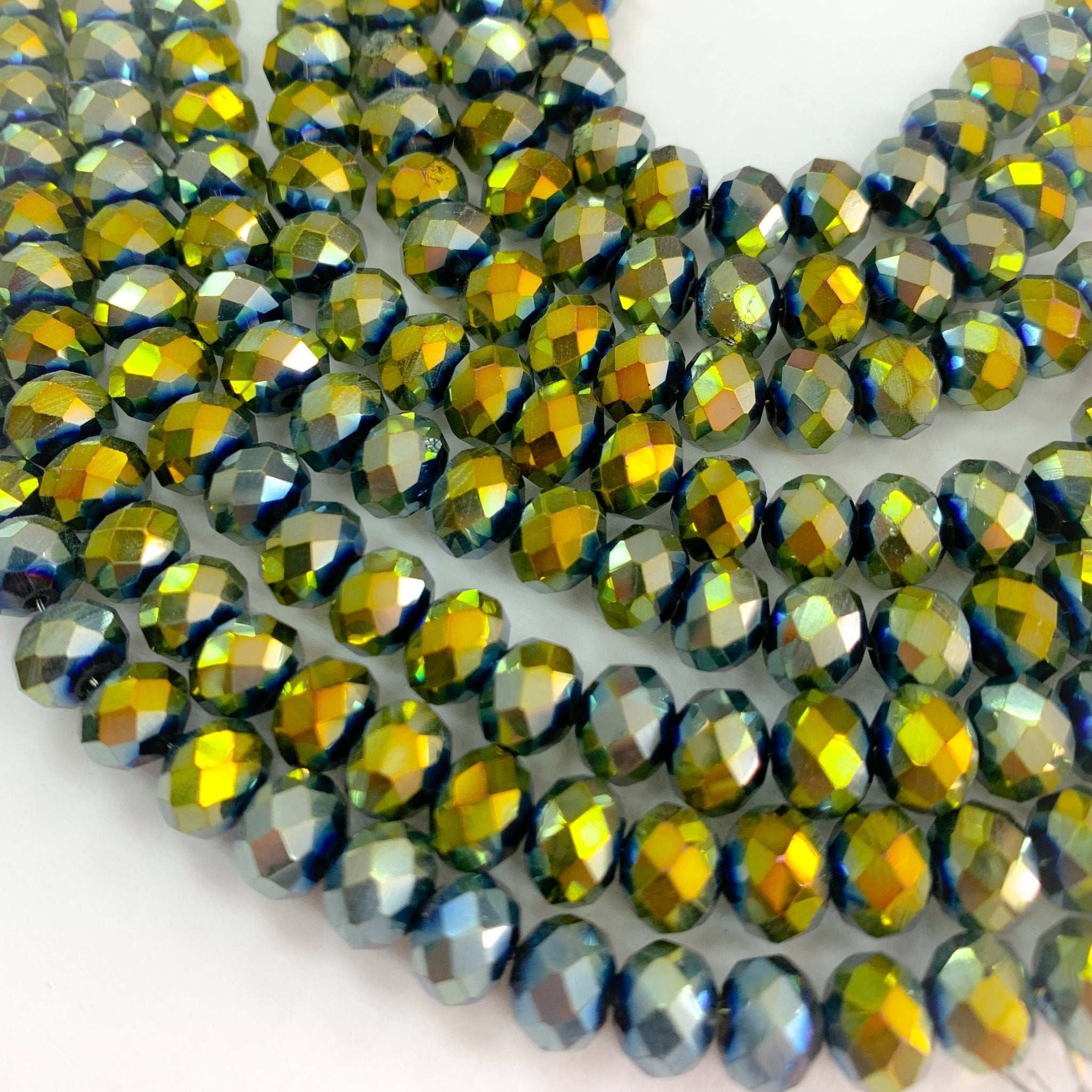 CRISTAL CHATO | 8 MM | METAL DORADO AZUL