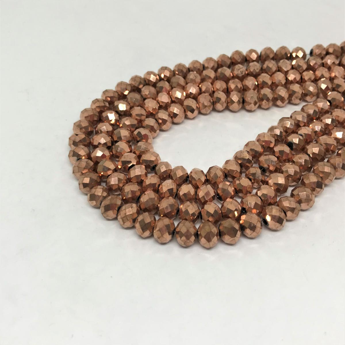 Cristal chato | 8 mm | Metal Gold Rose